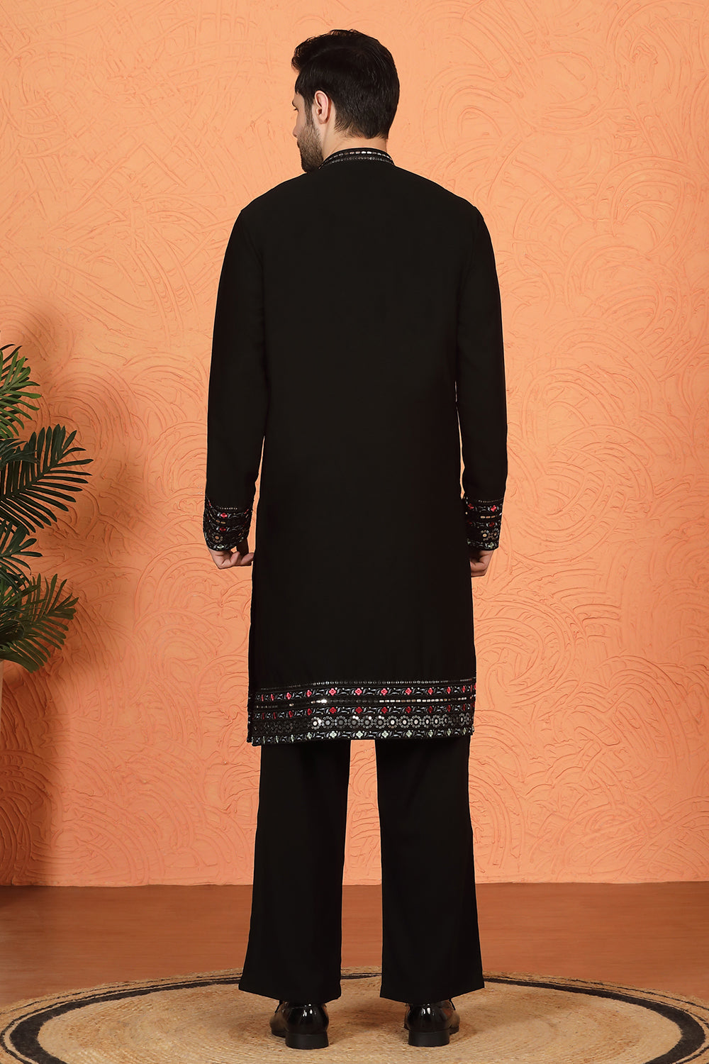 Multi Colored Flora Embroidered Kurta with Loose Fit Parallel Matching  Pants