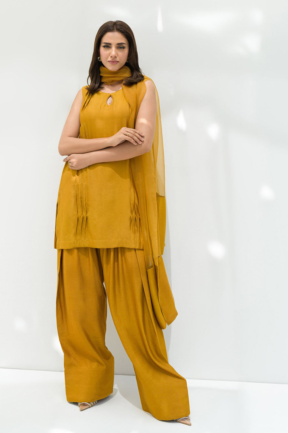 Mustard solid Farshi Salwar Set