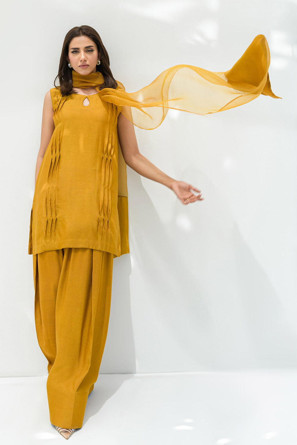 Mustard solid Farshi Salwar Set