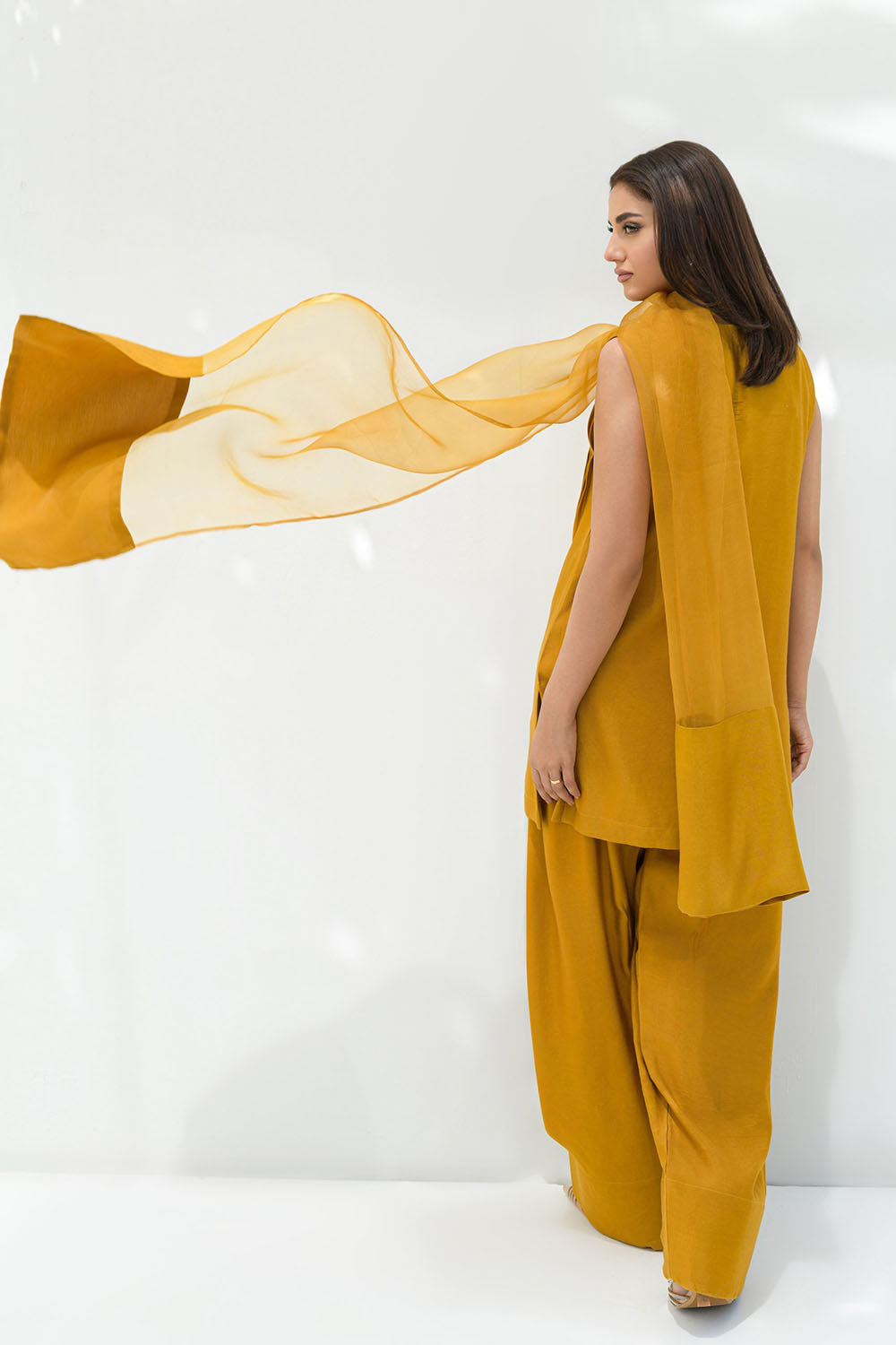 Mustard solid Farshi Salwar Set