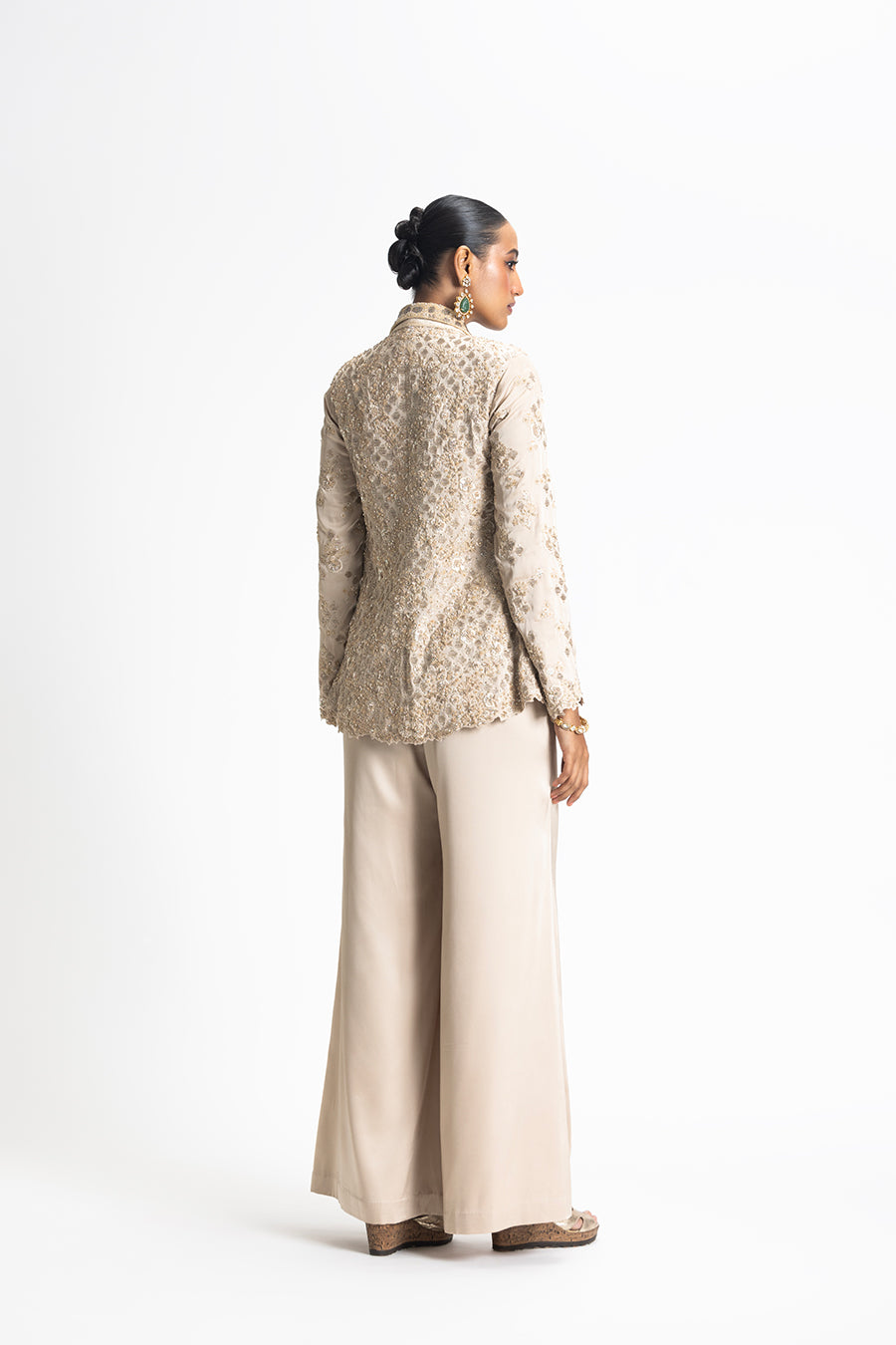 GOLD SATIN JACKET TROUSER SET