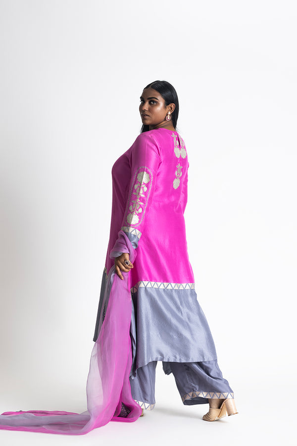 FUSCHIA AND GREY PALAZZO SET