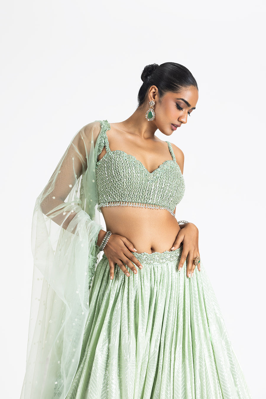 JADE GREEN OMBRE LEHENGA SET