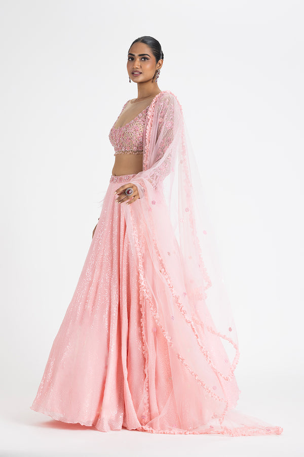 BABY PINK GEORGETTE LEHENGA SET
