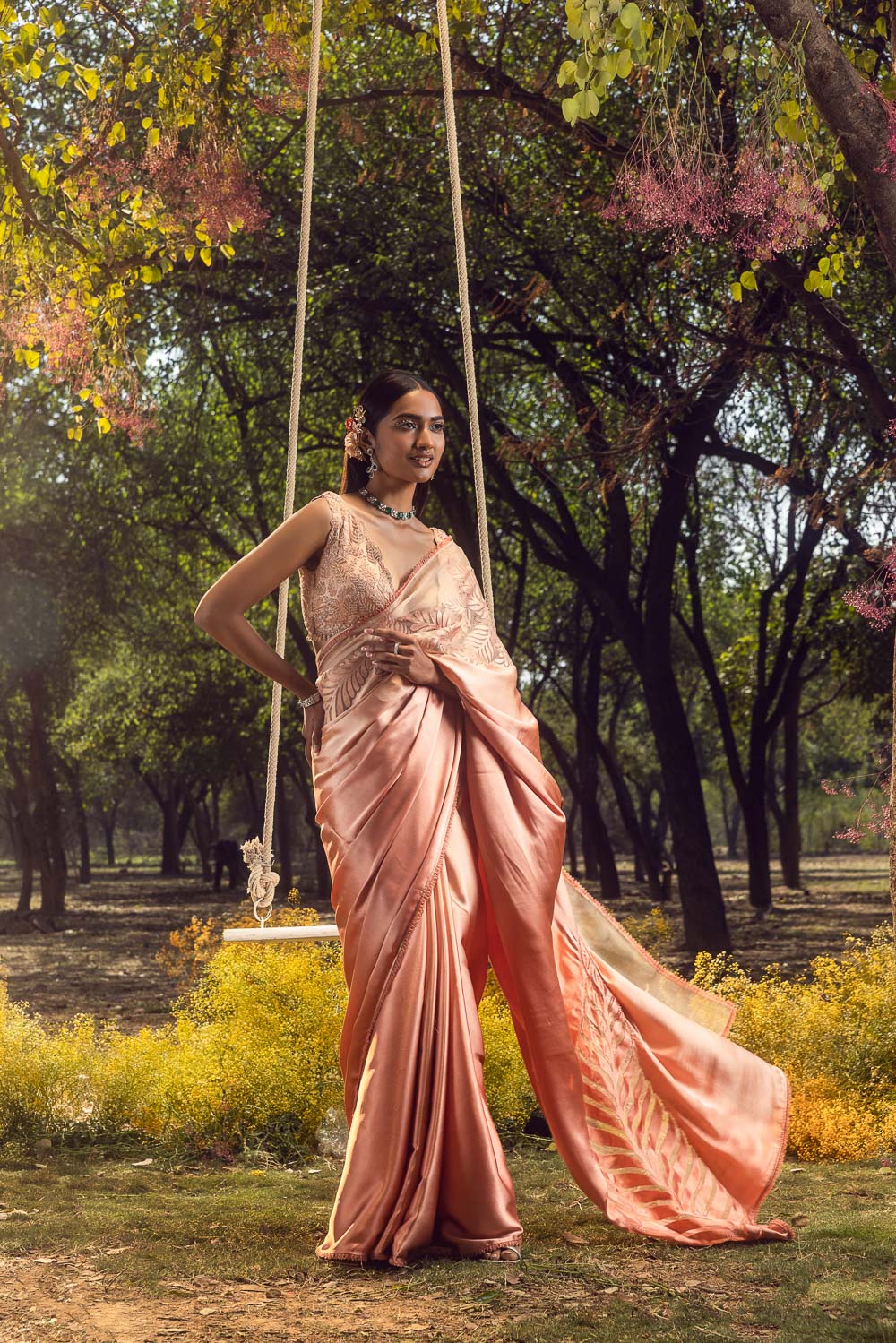 Salmon Ombre Saree