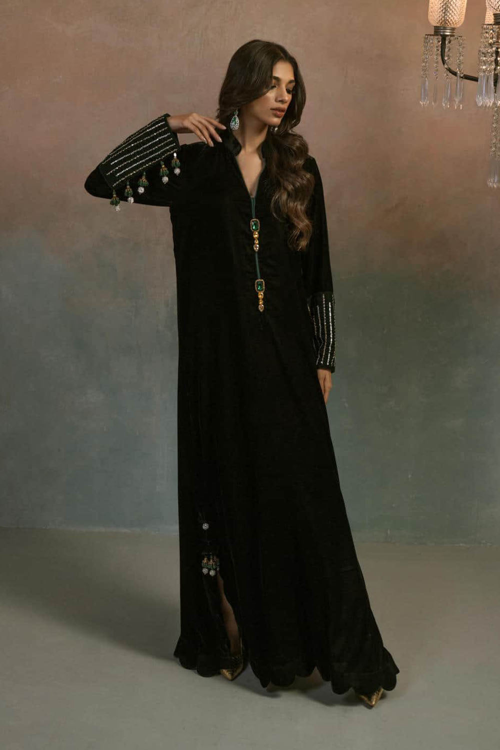Noir Emerald Bottle Green Kaftan