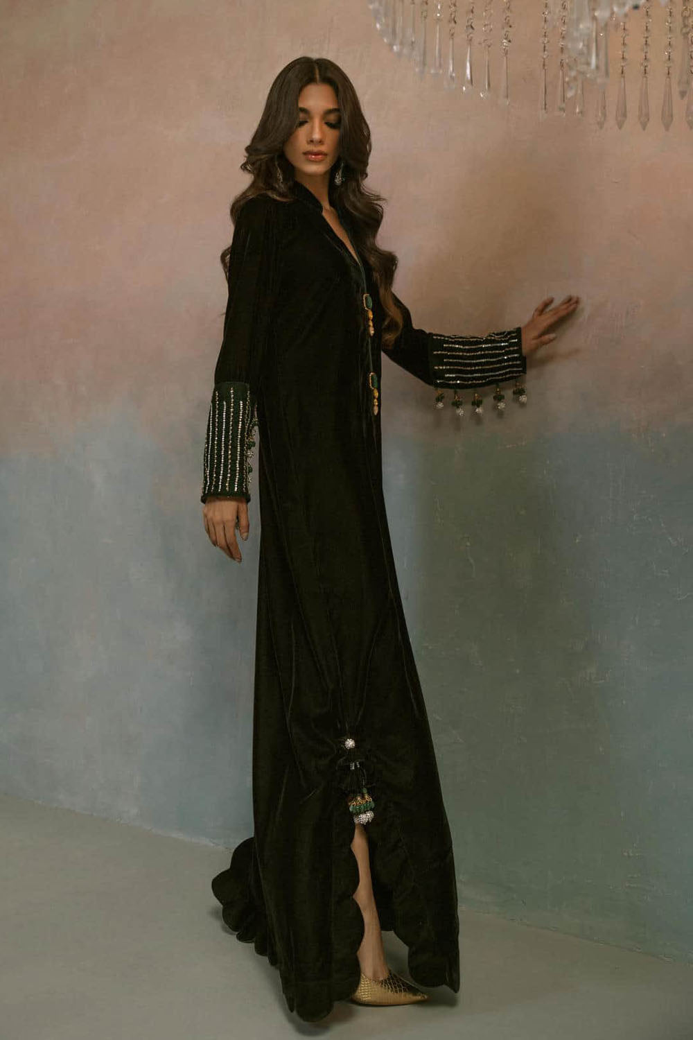 Noir Emerald Bottle Green Kaftan