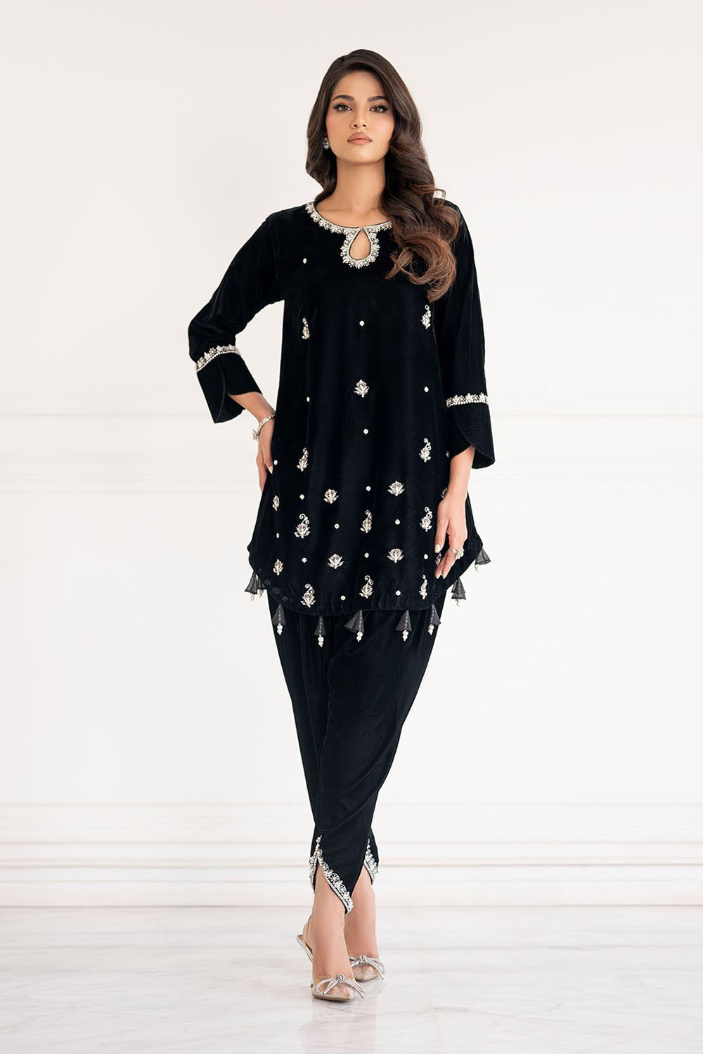 Noir Luxe Embellished Velvet Co-ord Set