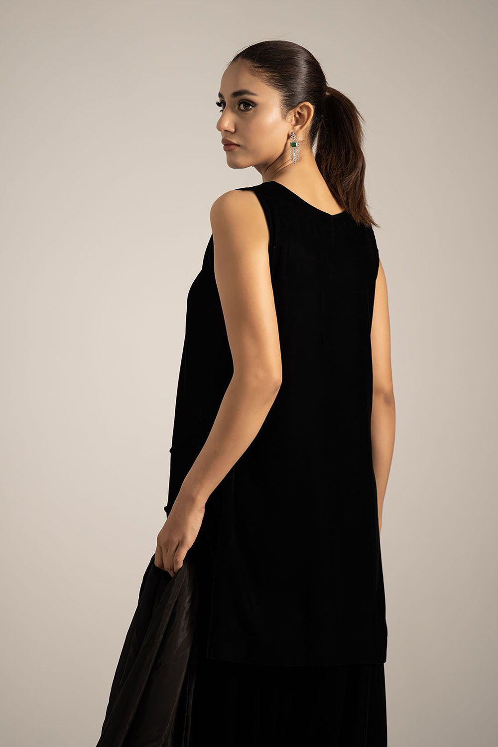 Noir Velvet Straight Suit with Dupatta