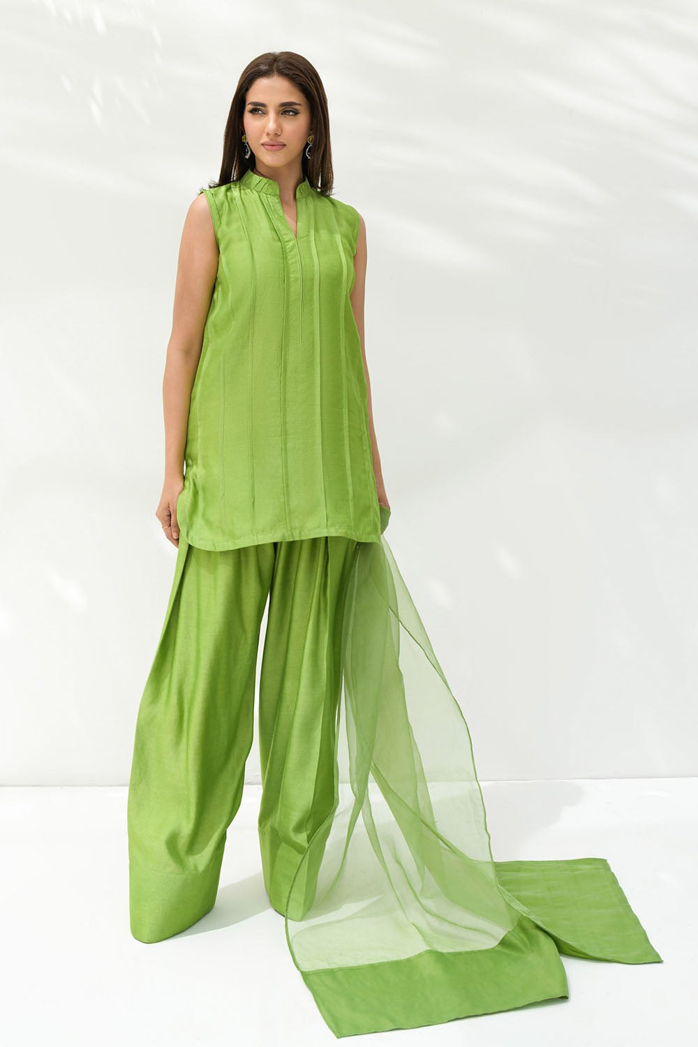 Parrot Green solid Farshi Salwar Set