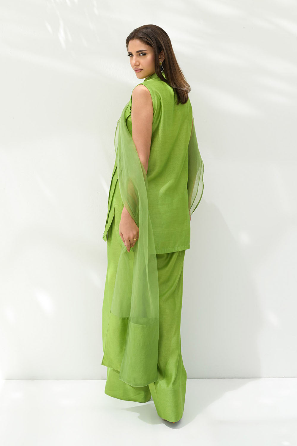 Parrot Green solid Farshi Salwar Set