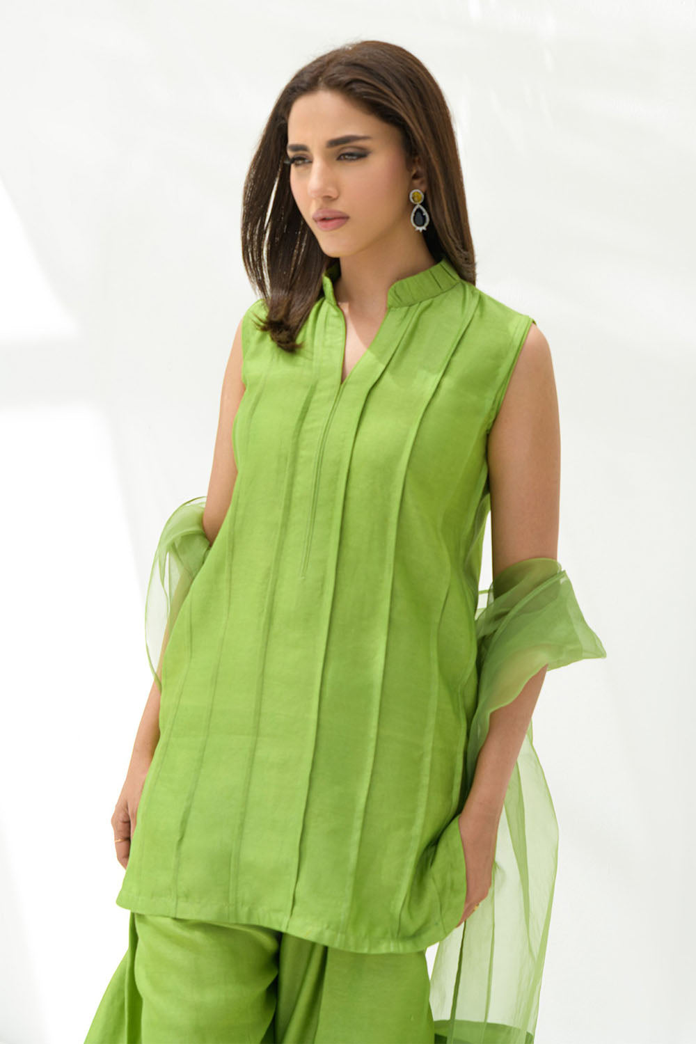Parrot Green solid Farshi Salwar Set