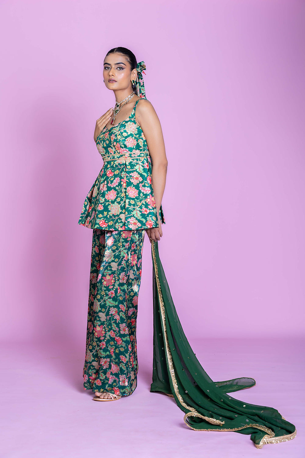 Peplum palms Palazzo set
