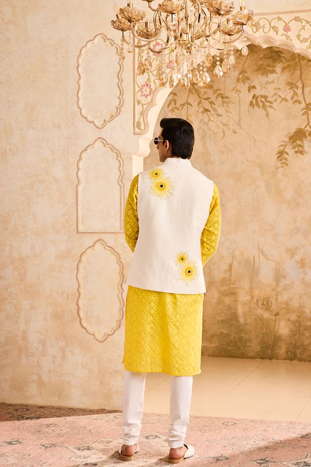 Floral Bundi Yellow Kurta Churidar