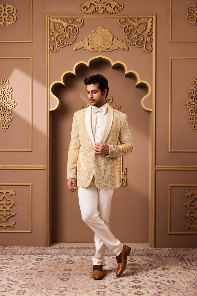 Gold Tuxedo Jacket With Pant