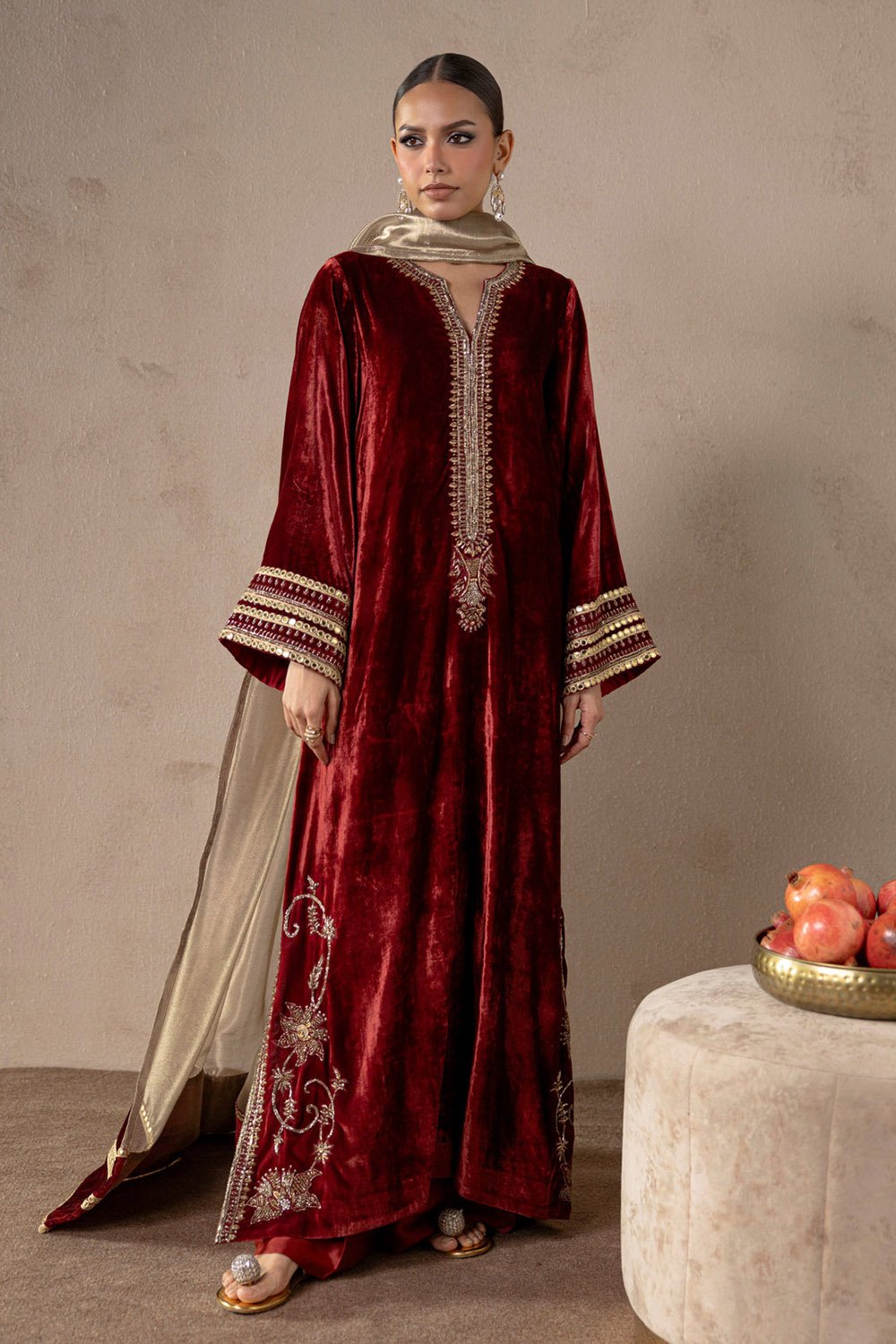 Red Ember Velvet Suit Set