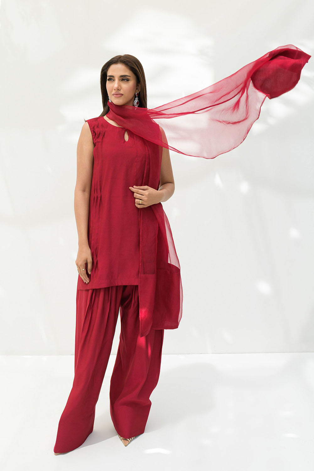 Red solid Farshi Salwar Set