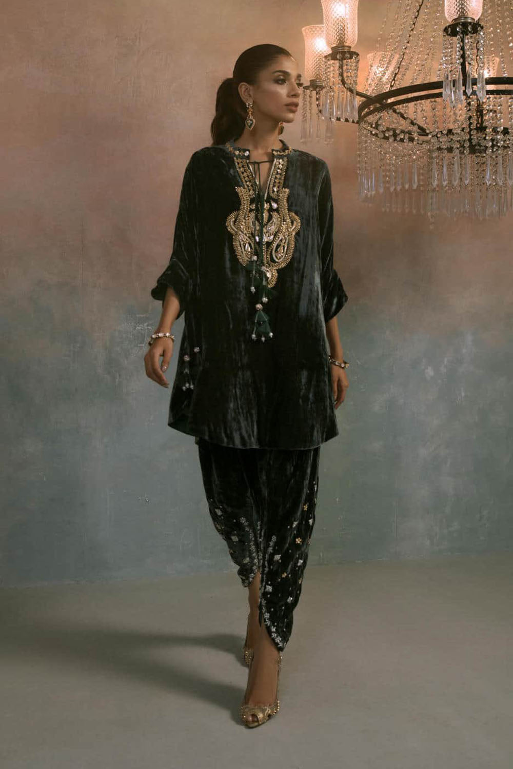 Regal Green Velvet Statement Co-ord
