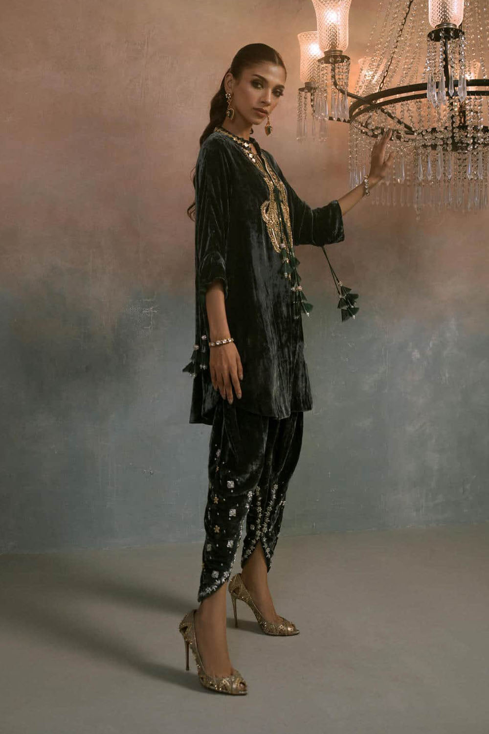 Regal Green Velvet Statement Co-ord