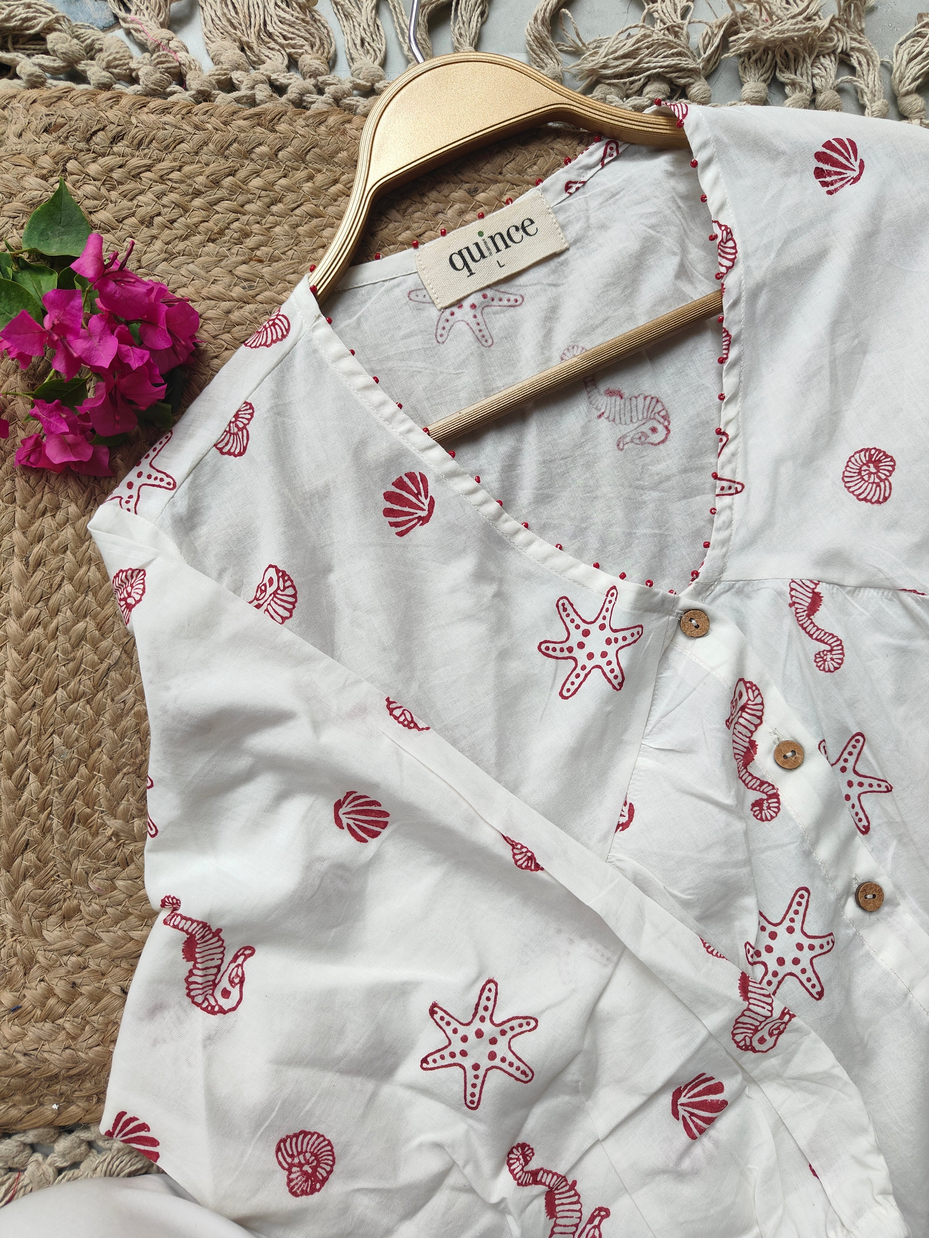 Sea Treasures Top- Crimson