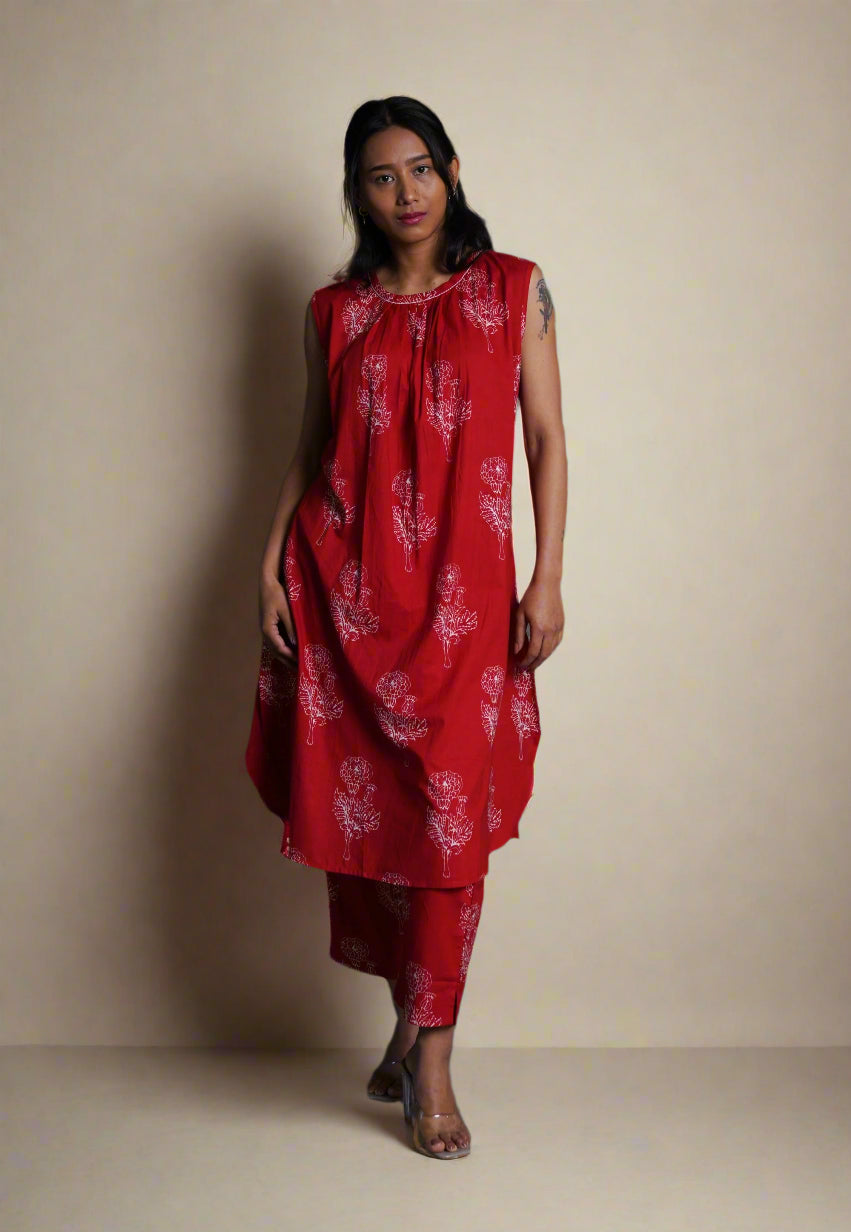 Rose Noir Red Kurta Set (Set of 2)