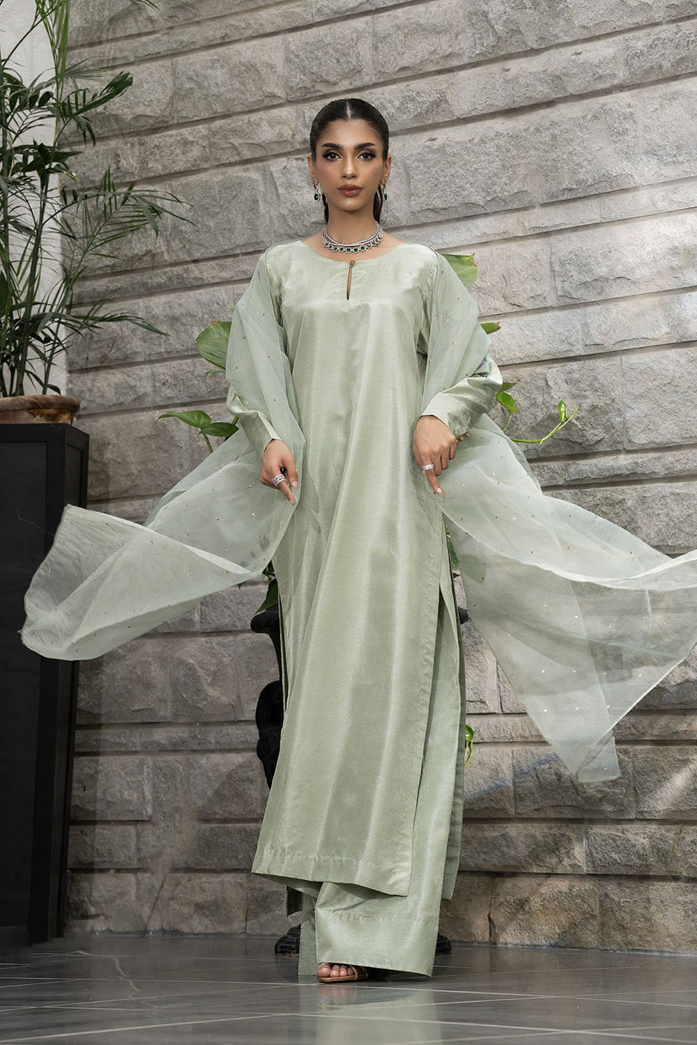 Sage Green Pure Silk Kurta Set