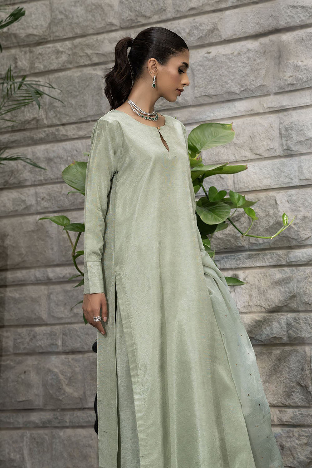 Sage Green Pure Silk Kurta Set