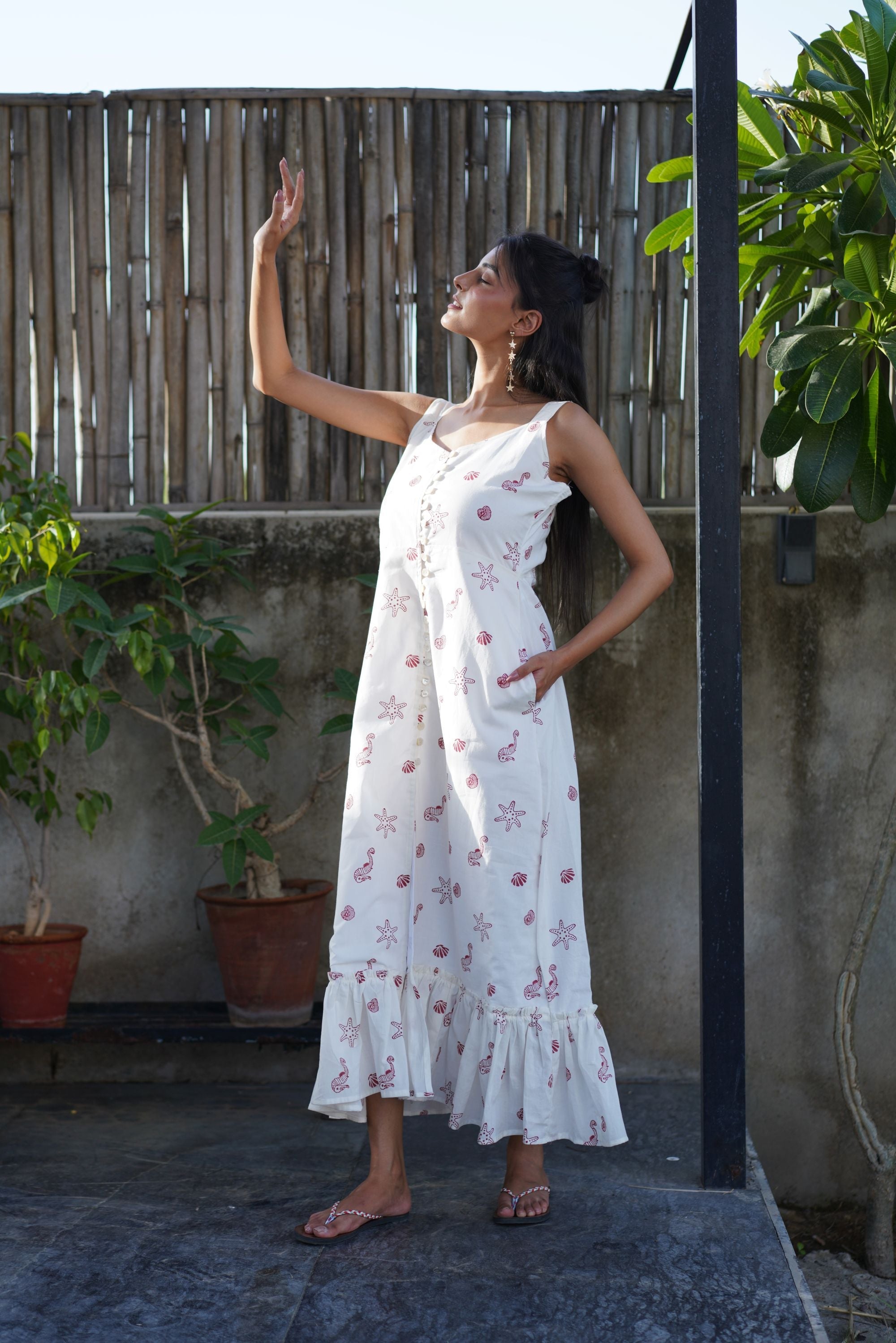 Sea Treasures Fit n Flared Dress- Crimson