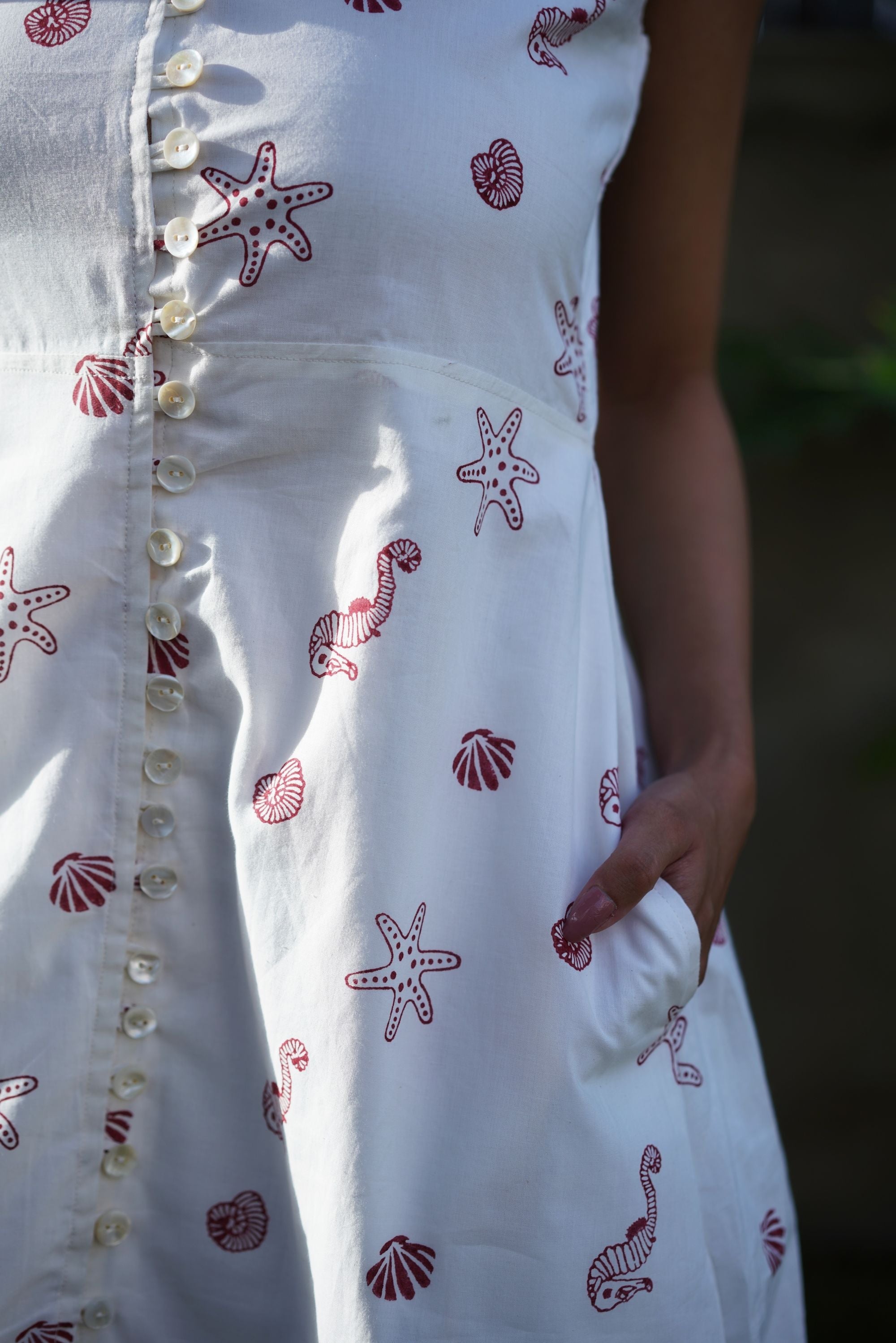 Sea Treasures Fit n Flared Dress- Crimson