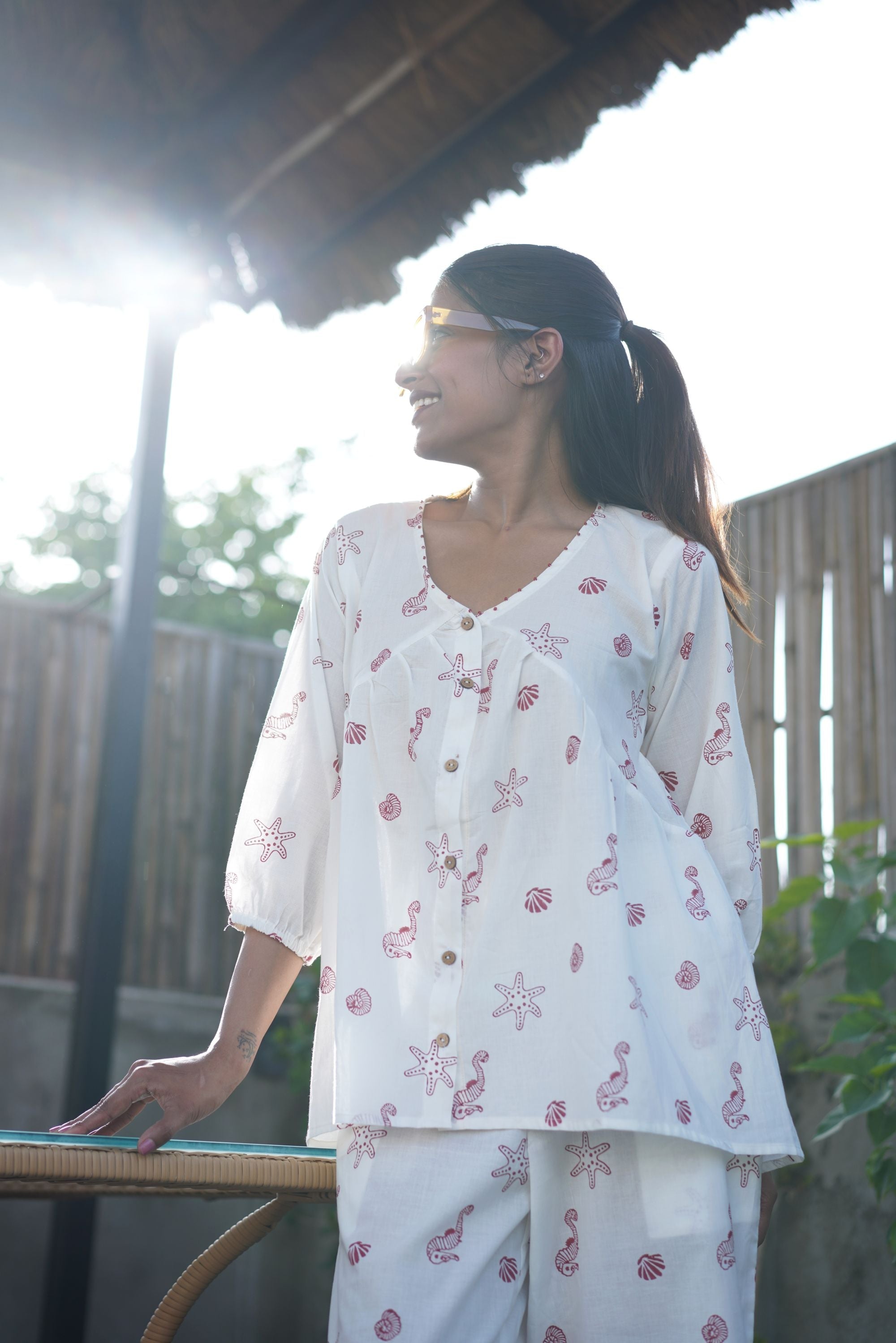 Sea Treasures Top- Crimson