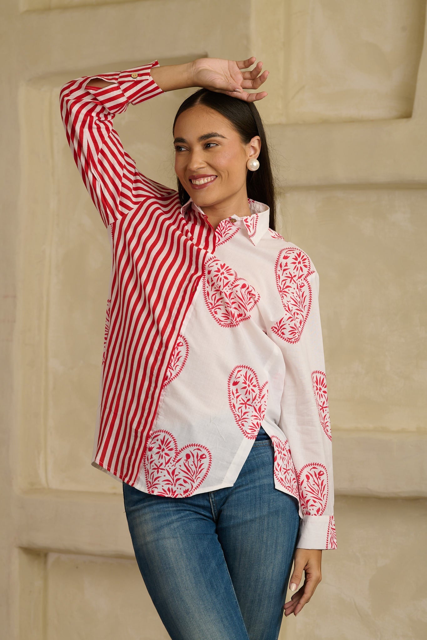 Red Hearts Half And Half Shirt