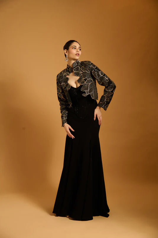 Trifecta black fishtail skirt