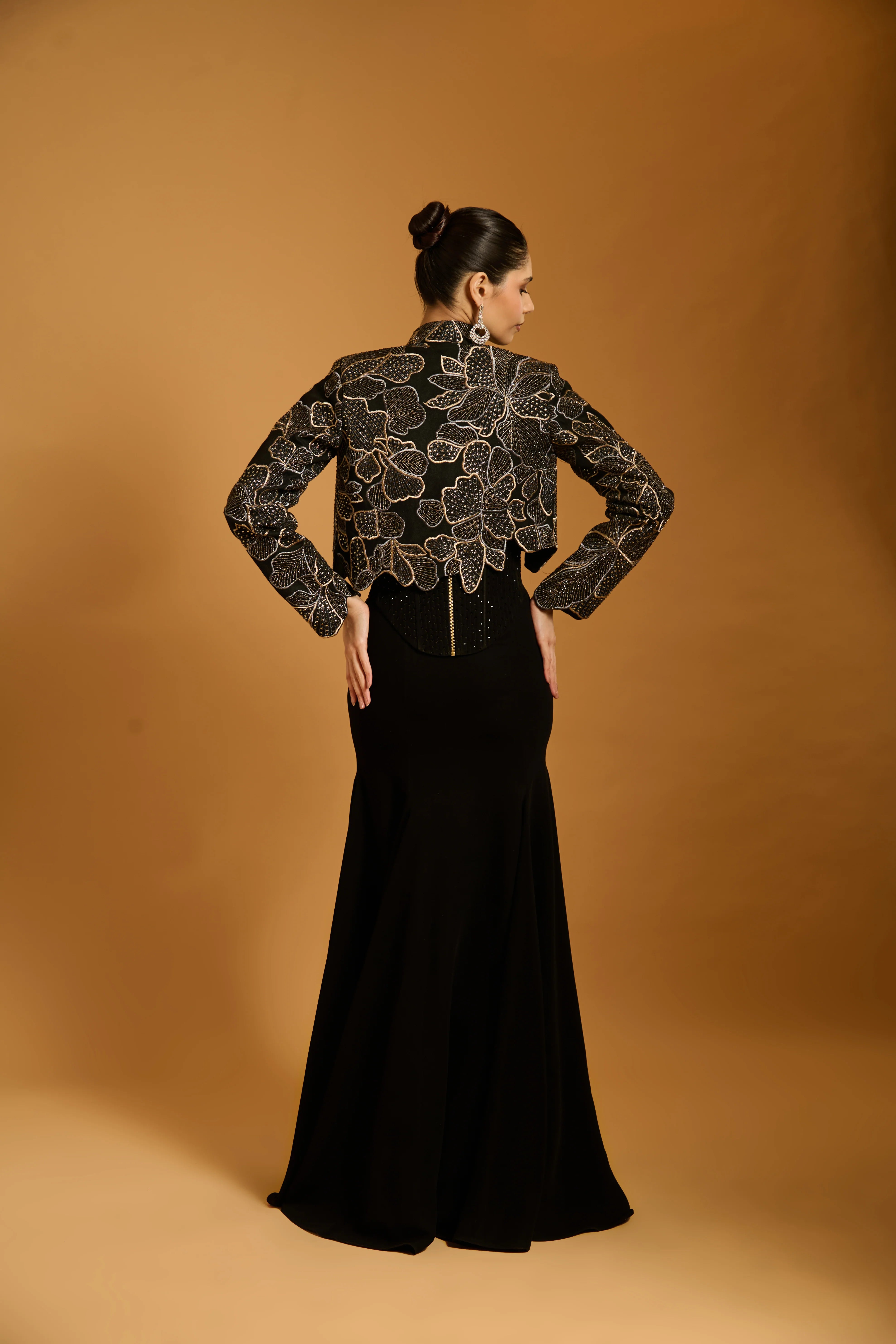 Trifecta black petal crop jacket