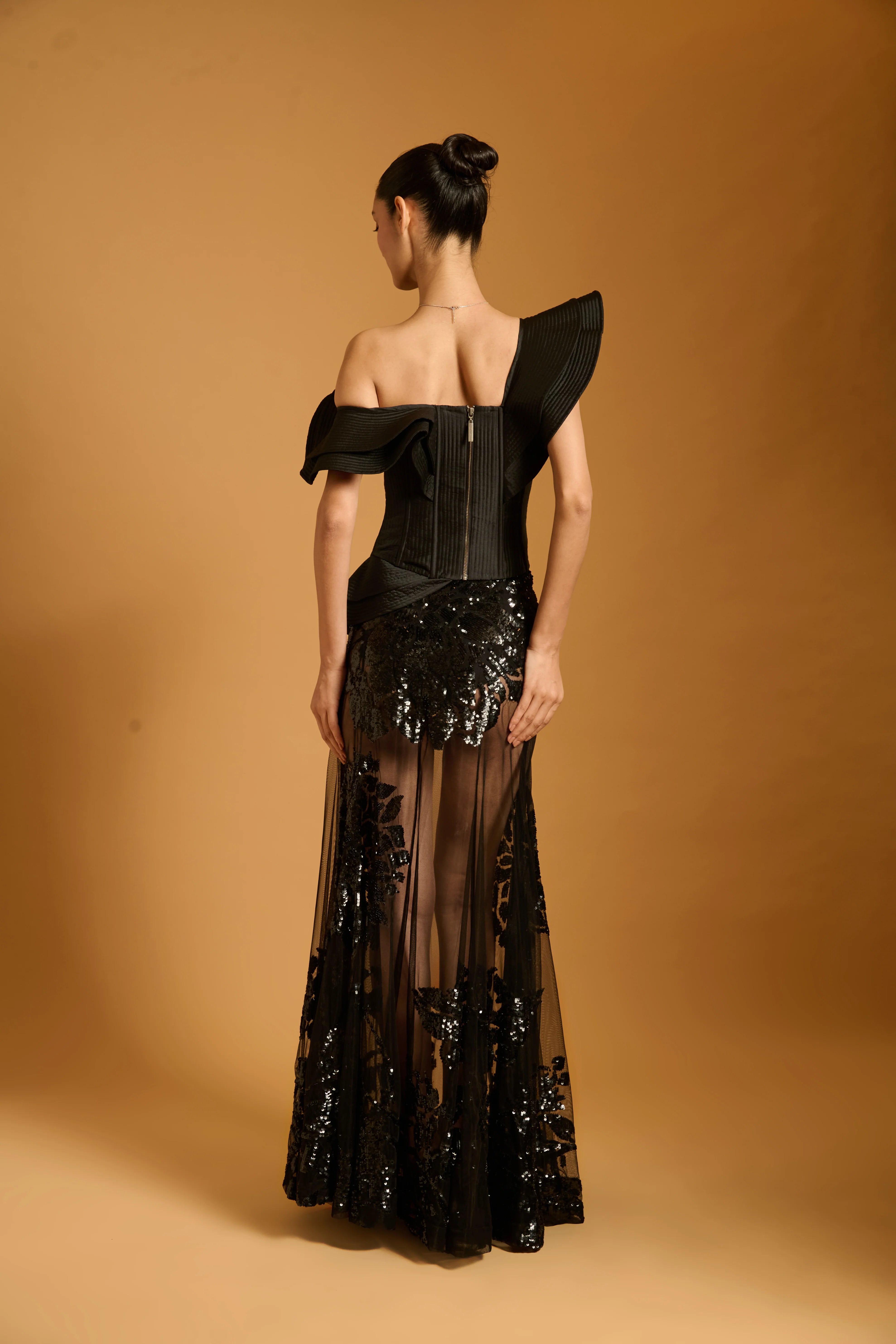 Trifecta black floral sheer skirt