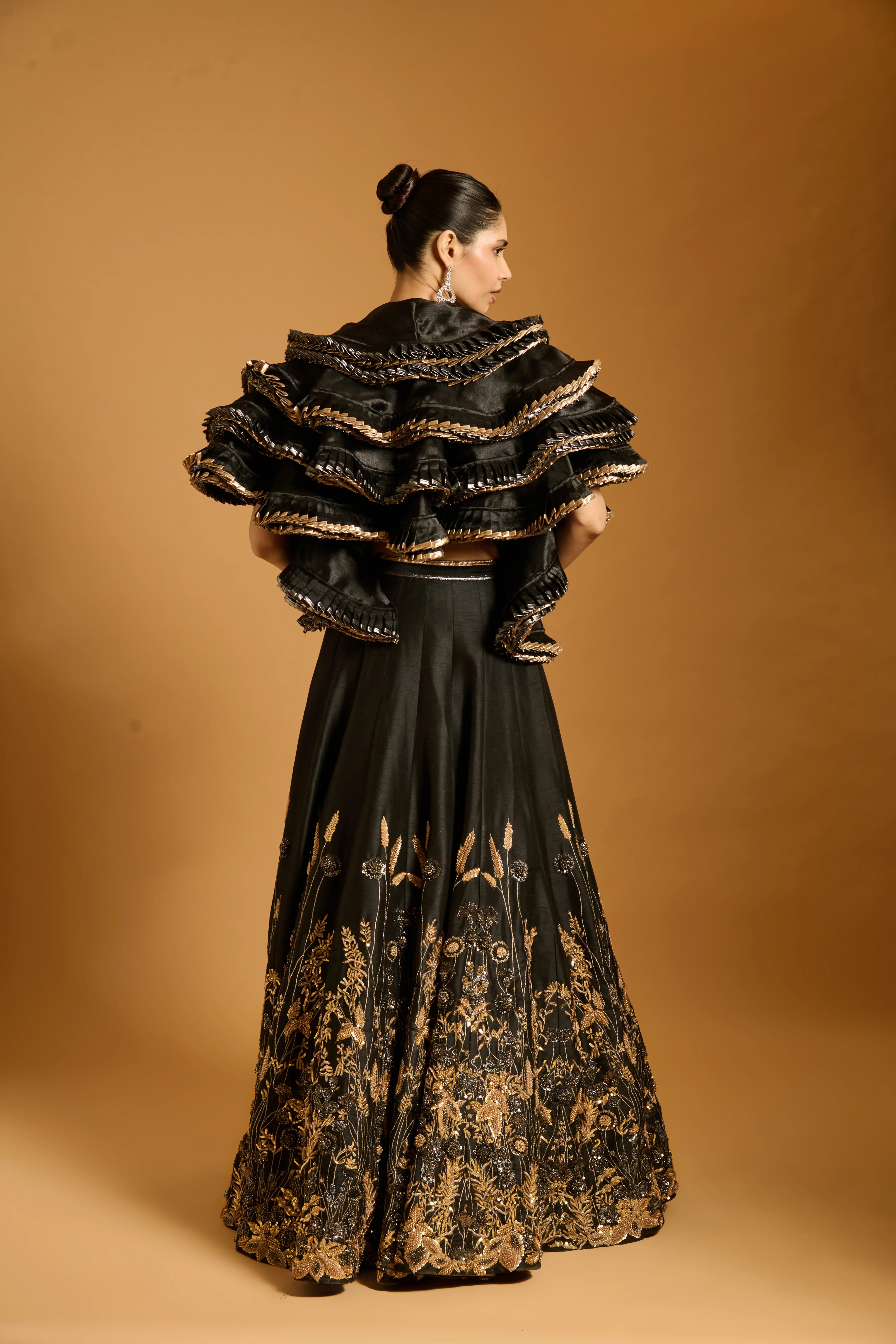 Trifecta black farmstead lehenga