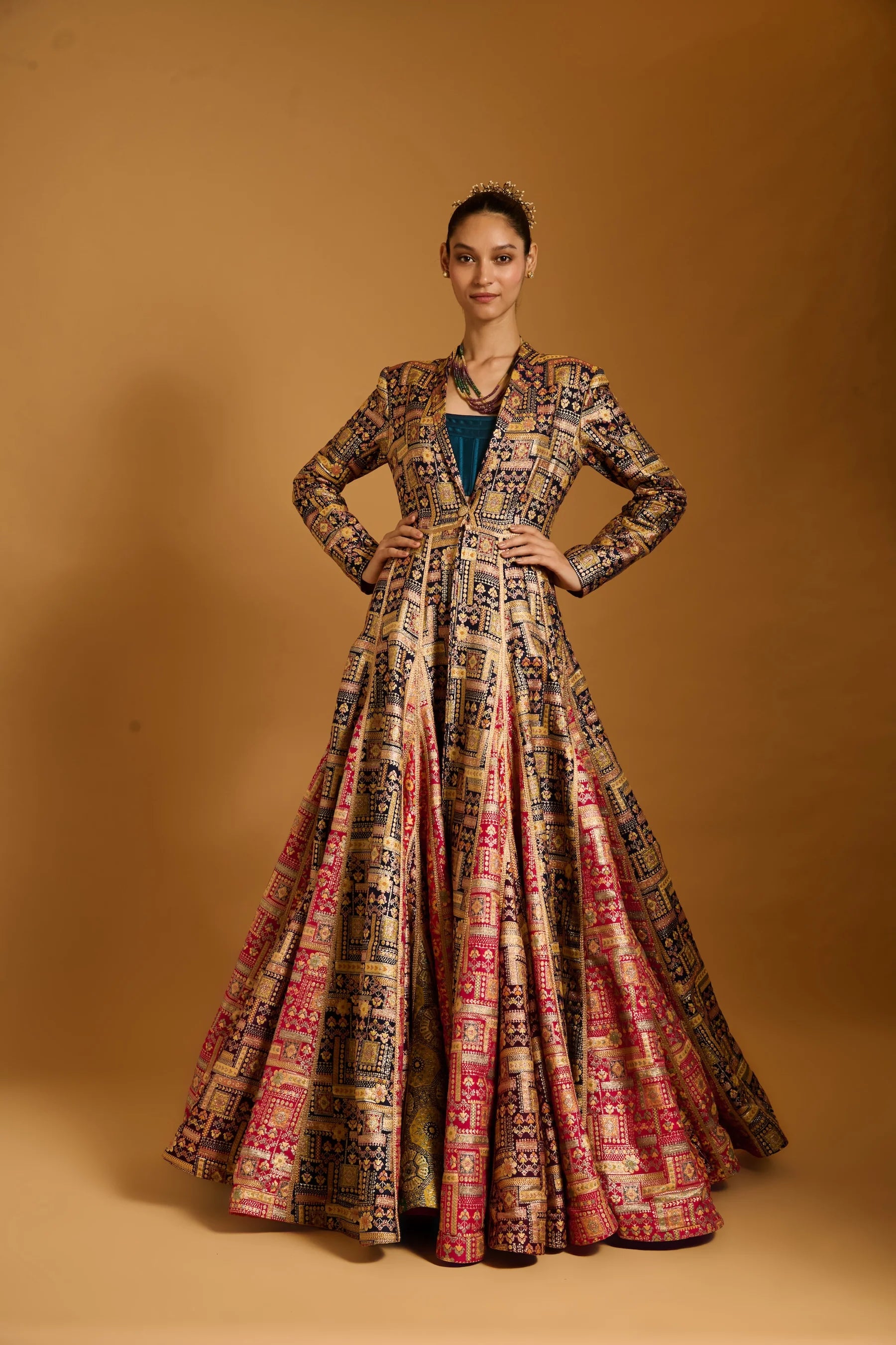 Trifecta multi brocade anarkali jacket