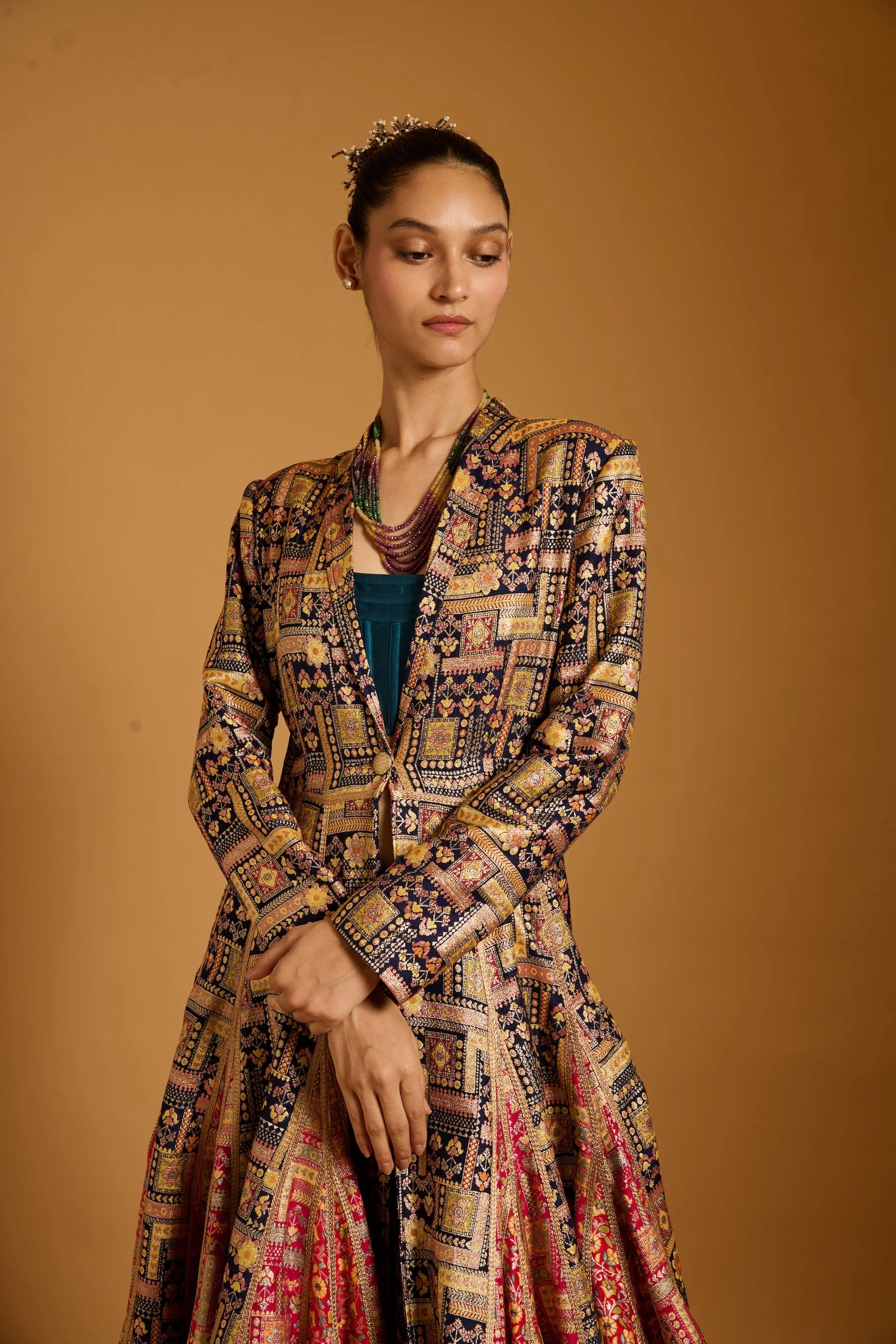 Trifecta multi brocade anarkali jacket
