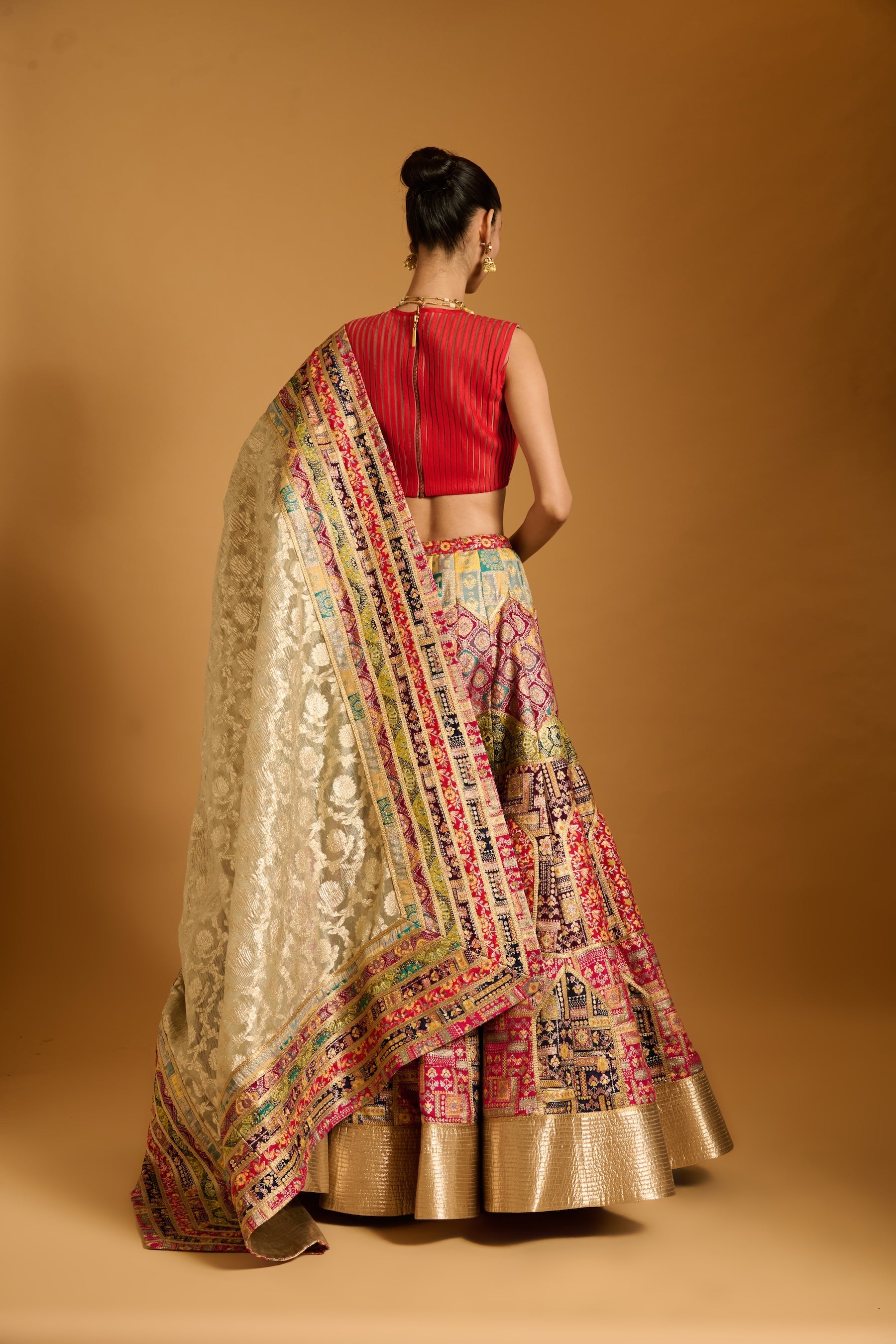 Trifecta multi brocade lehenga