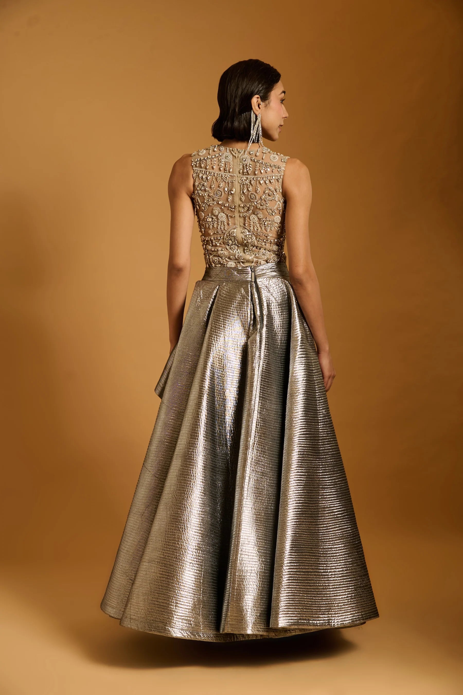 Trifecta gunmetal quilted skirt