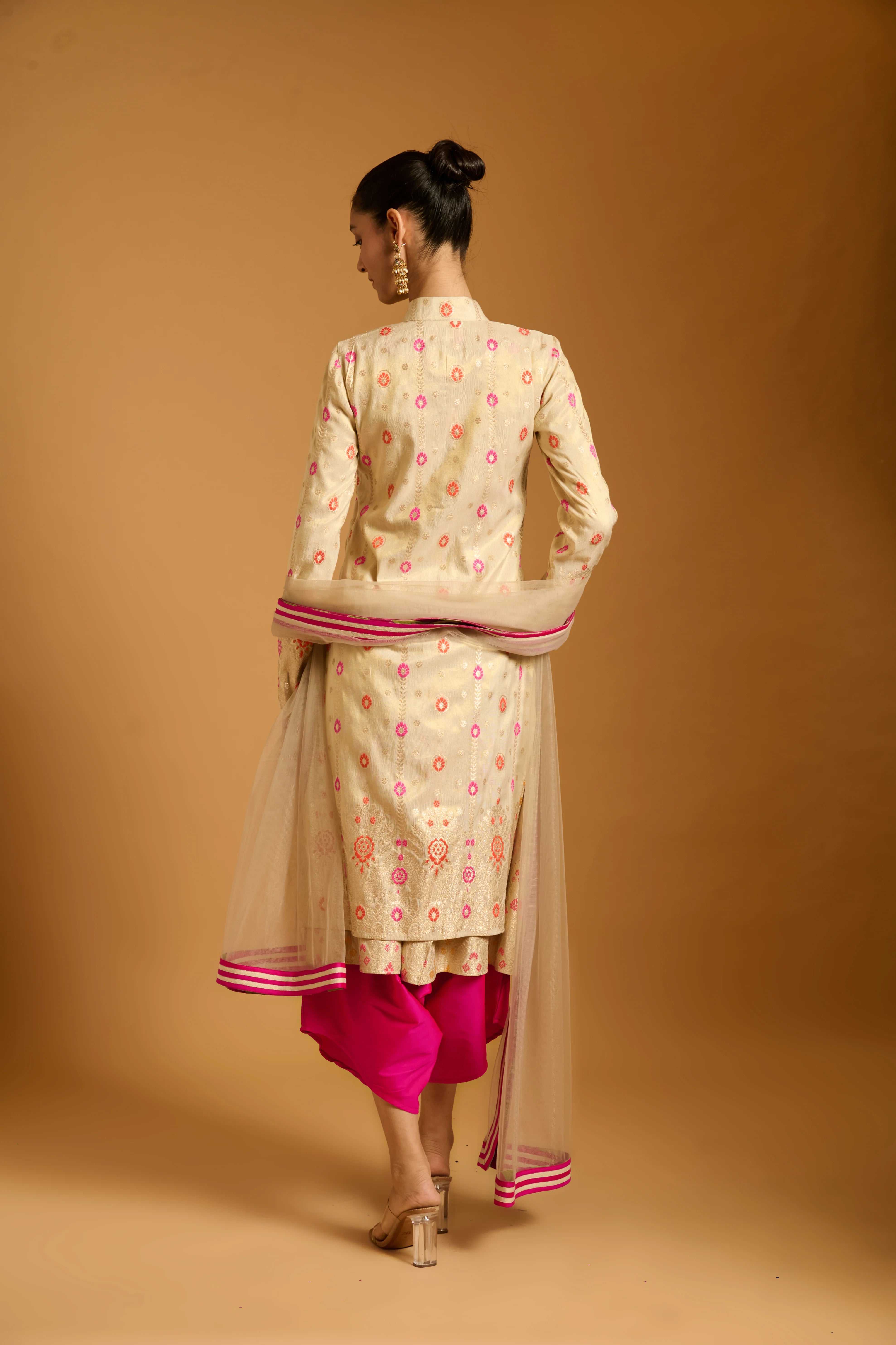 Trifecta fuchsia bootie achkan