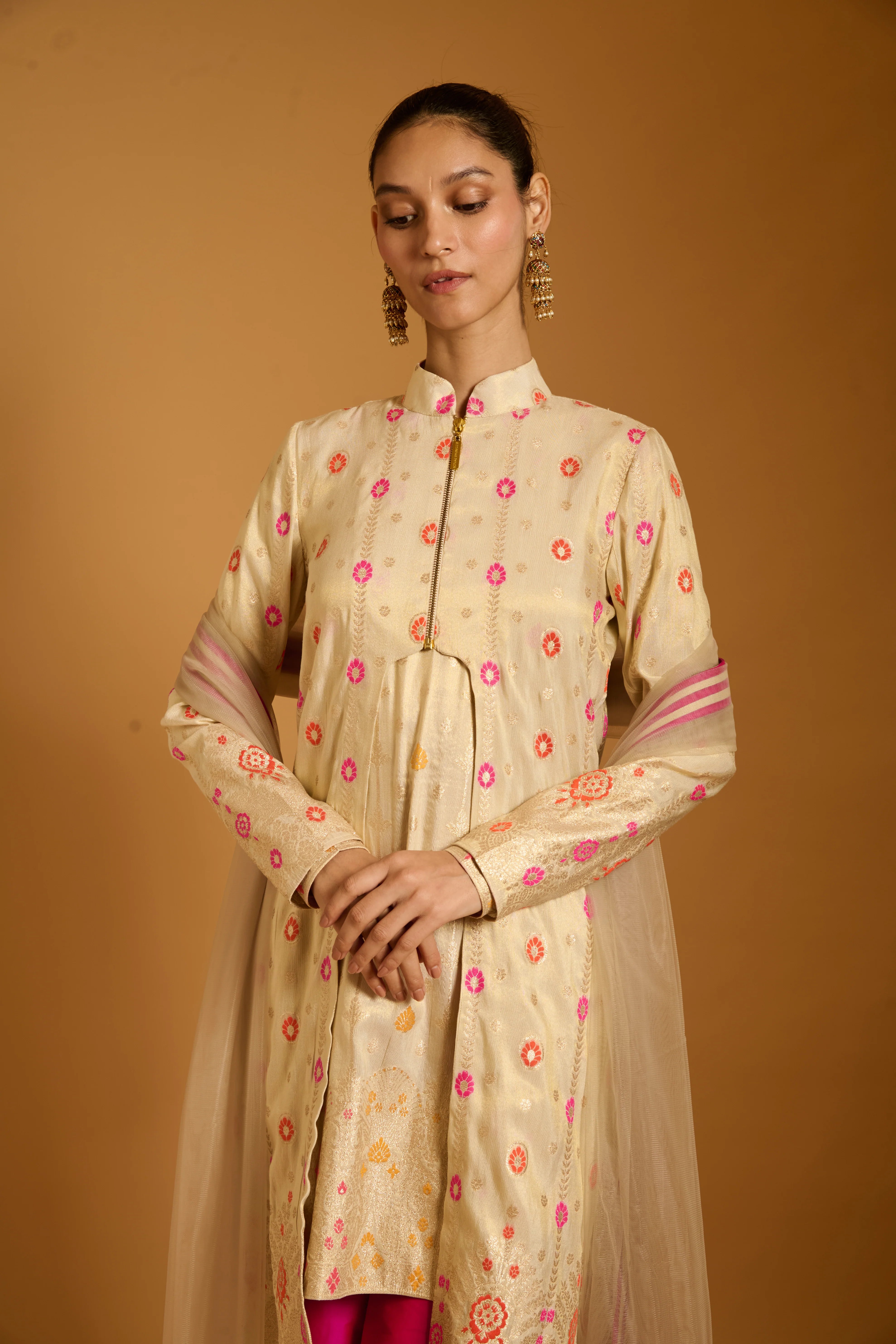 Trifecta fuchsia bootie achkan