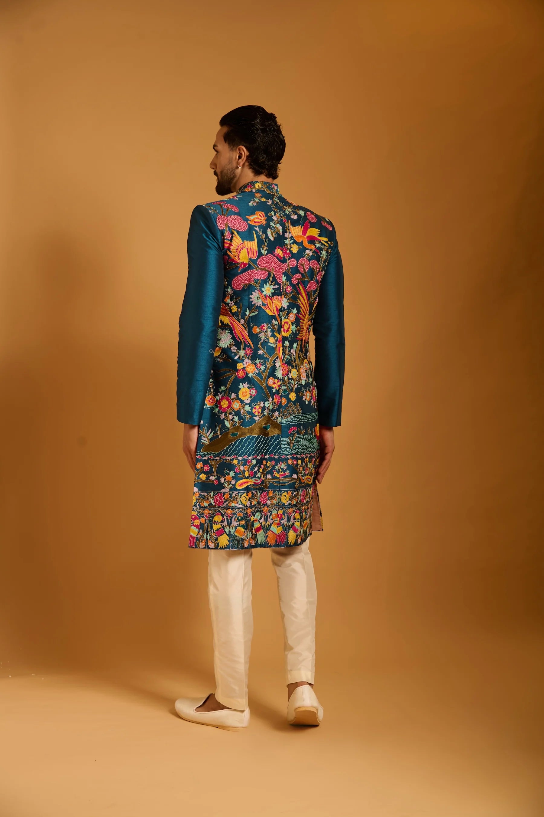 Trifecta teal forest sherwani