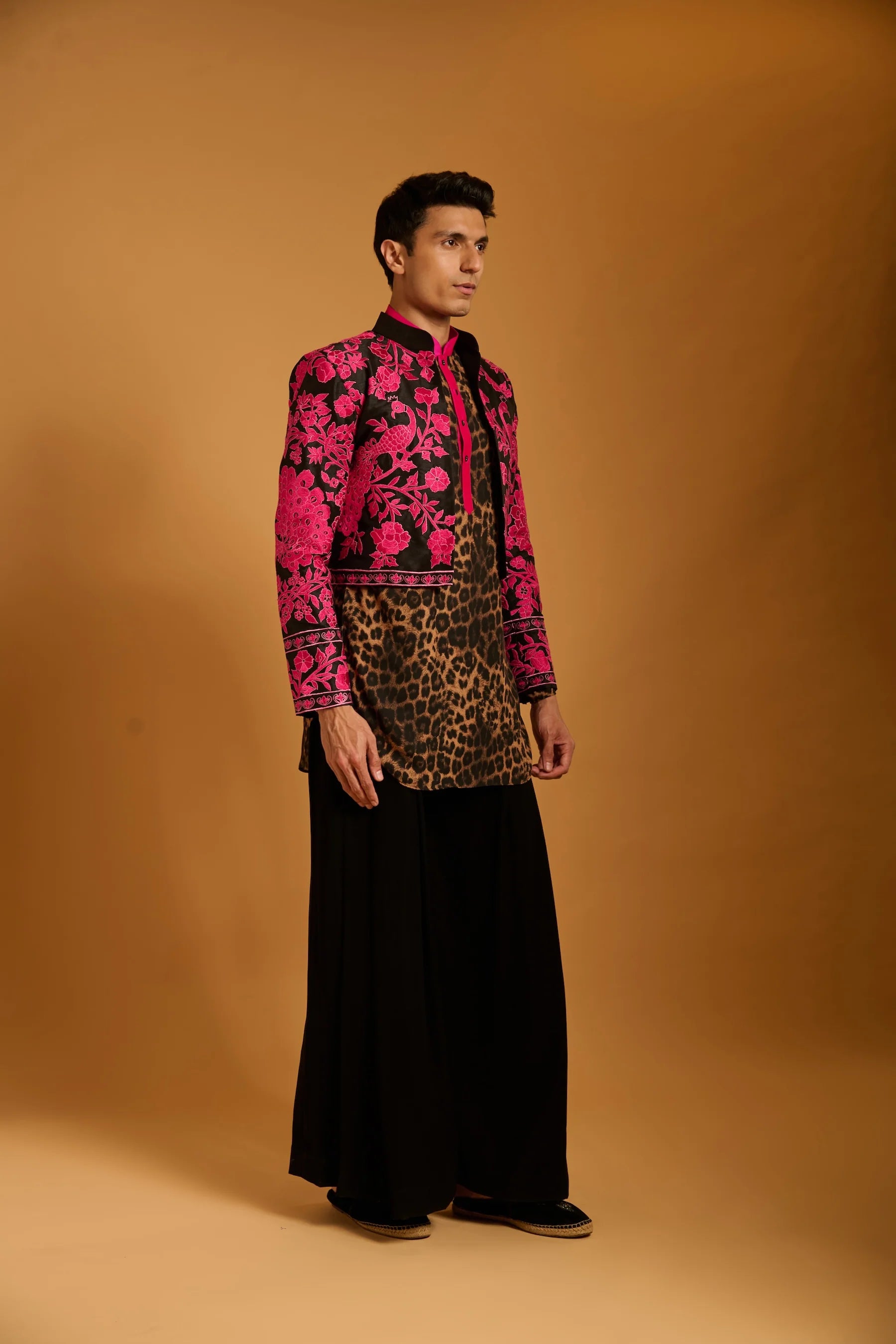 Trifecta black fuchsia crop jacket set