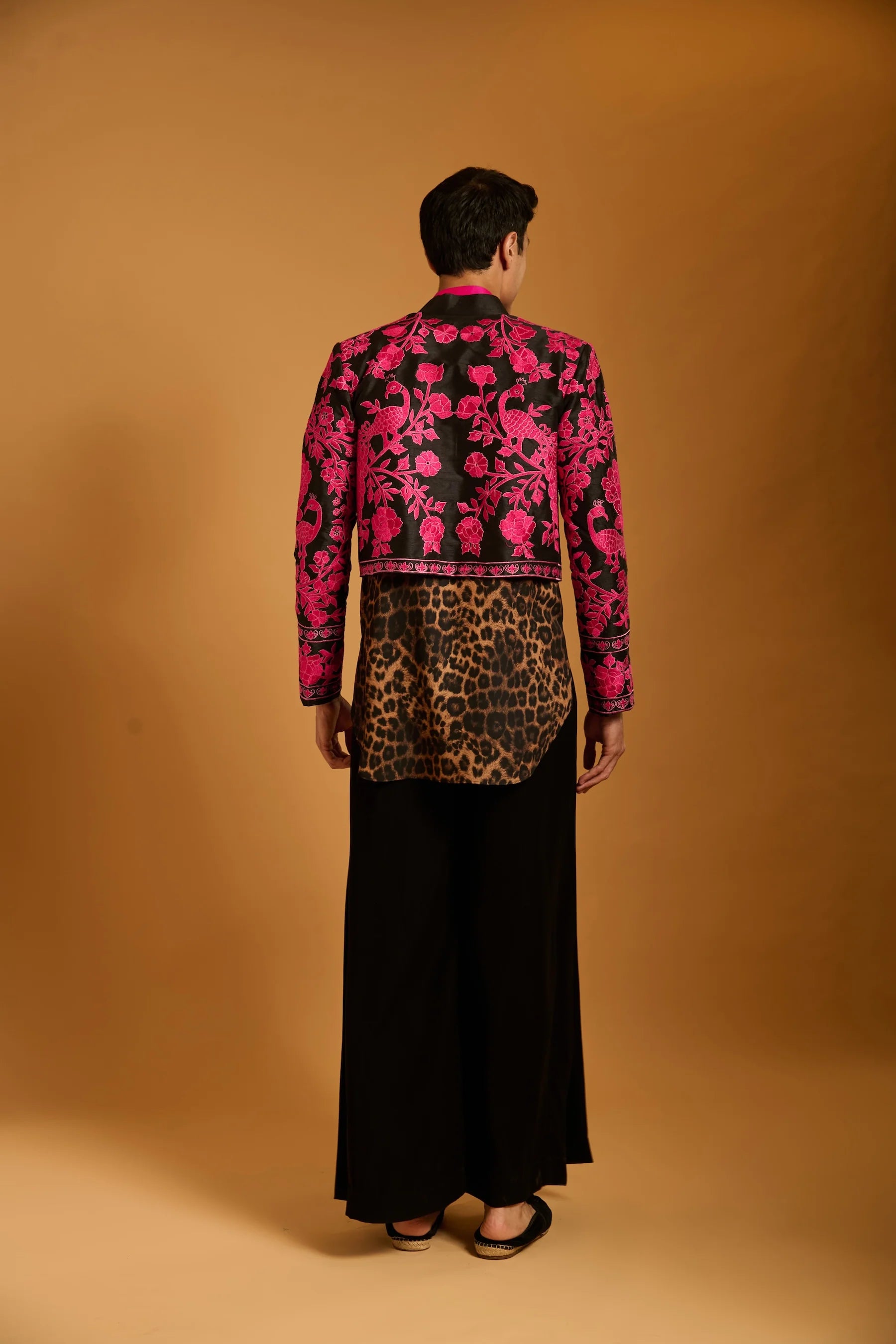 Trifecta black fuchsia crop jacket set