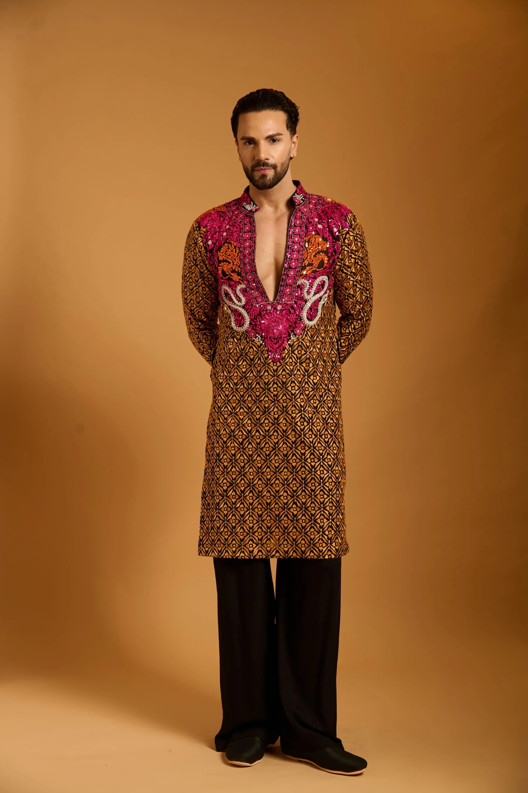 Trifecta black-mango bib kurta