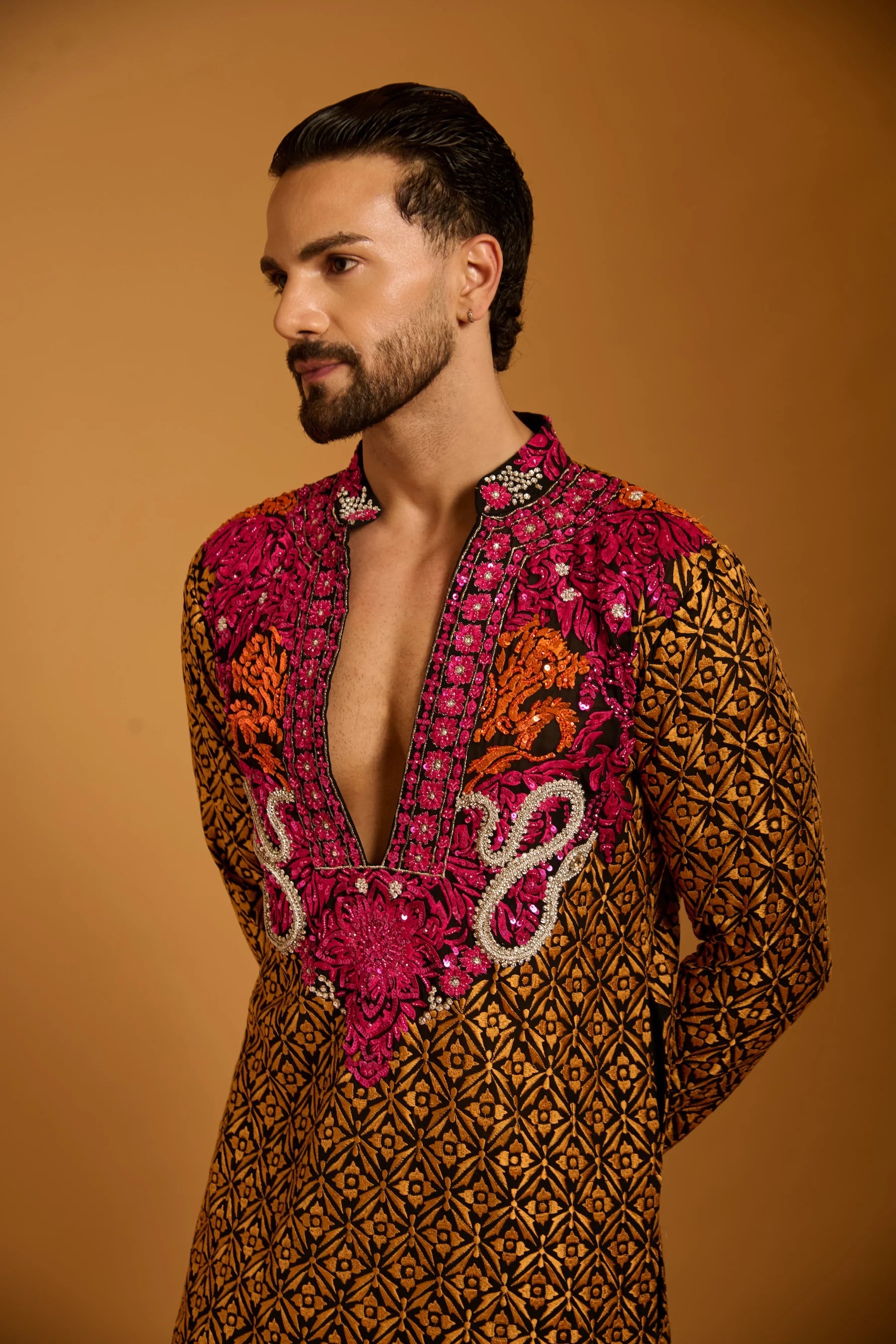 Trifecta black-mango bib kurta