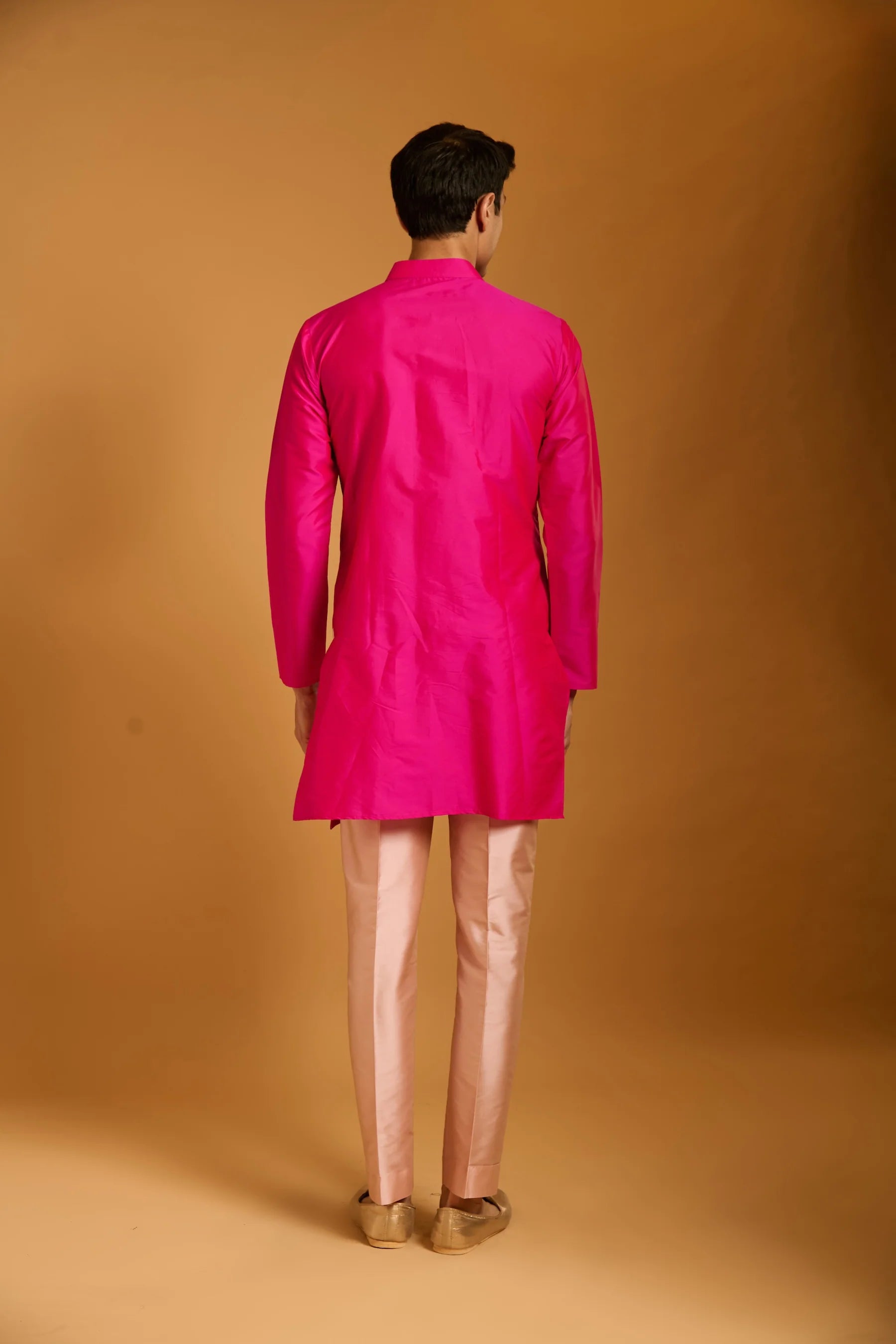 Trifecta pink-ivory crystal chevron kurta