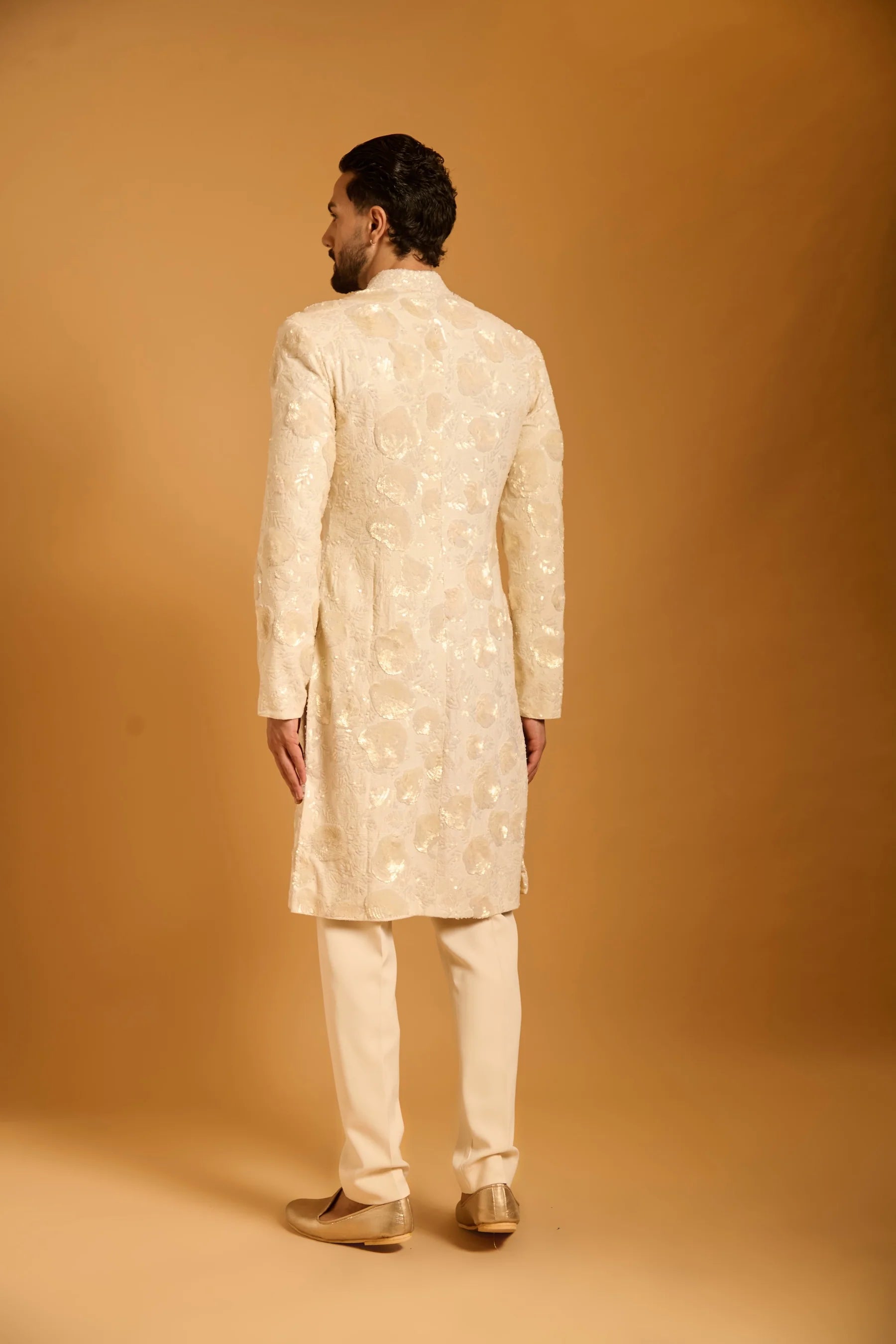 Trifecta ivory floral sequin sherwani