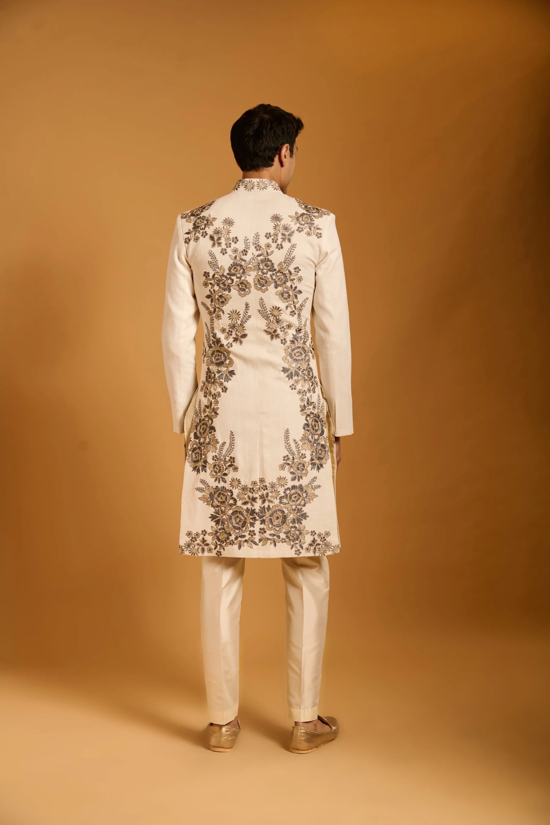 Trifecta ivory floral vine sherwani