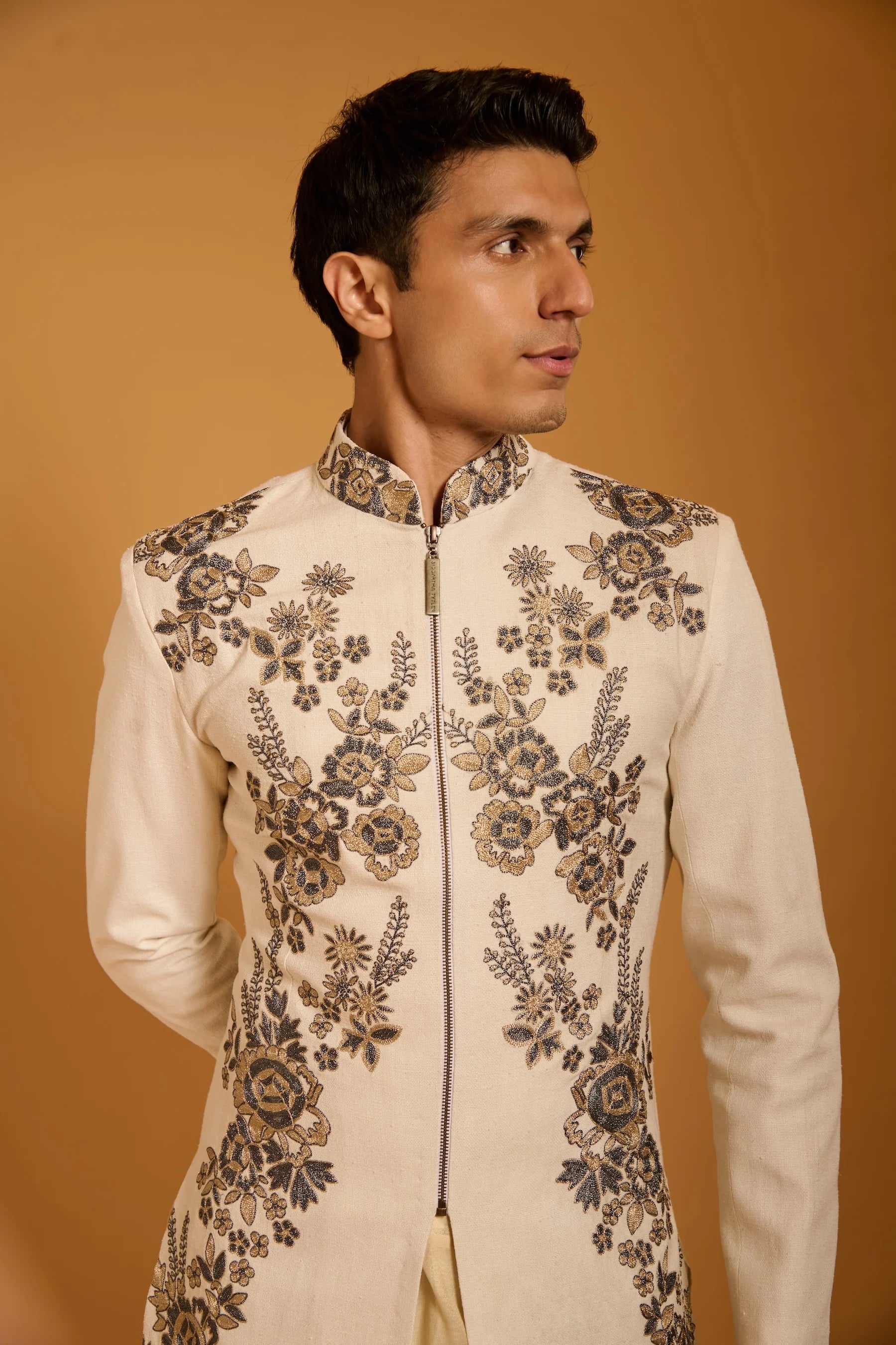 Trifecta ivory floral vine sherwani